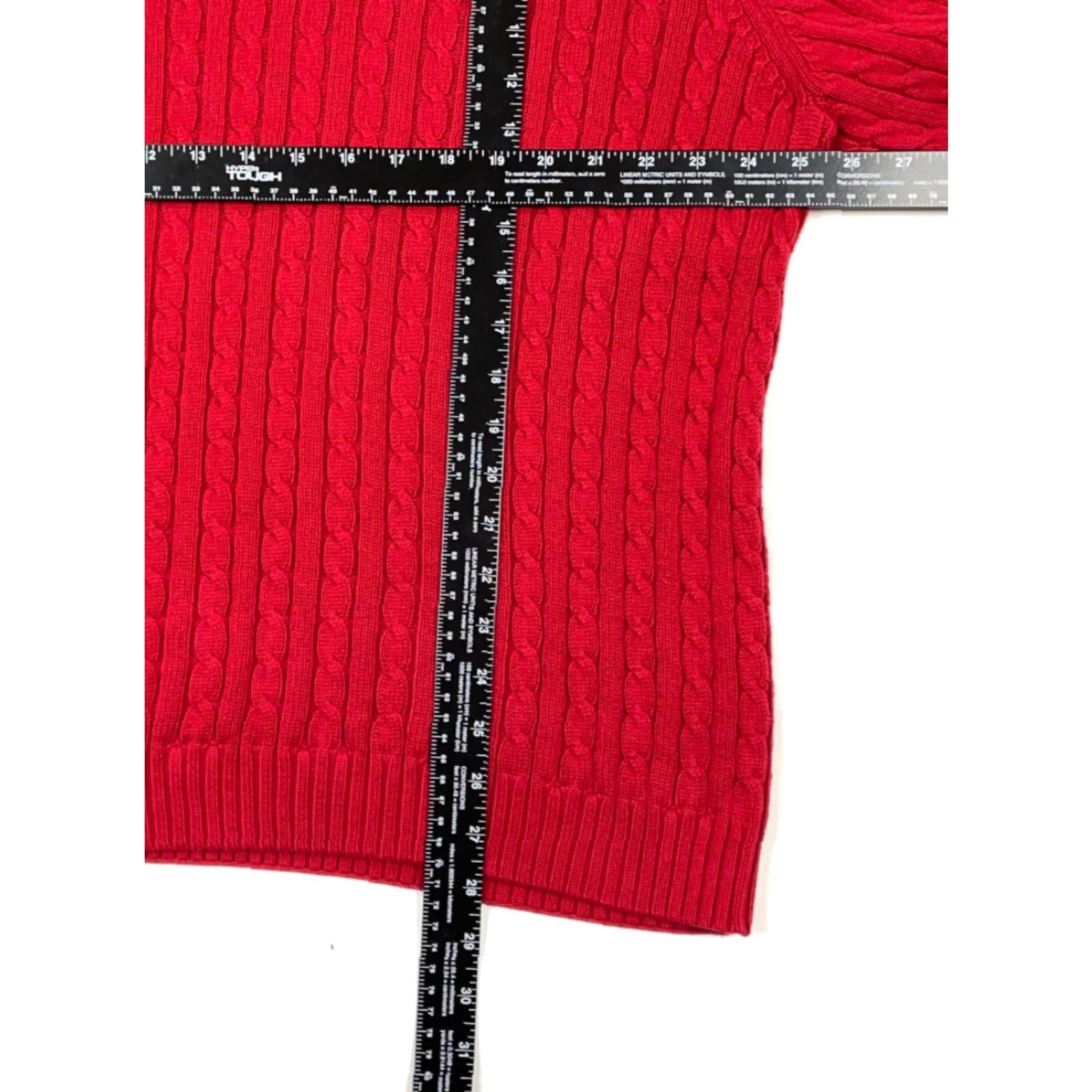 Chaps VTG 90s Red Cable Knit Pullover Sweater Chaps Men XL Cotton Embroidered Crew Neck Knit Style Pullover Size US XL / EU 56 / 4 - 6 Thumbnail