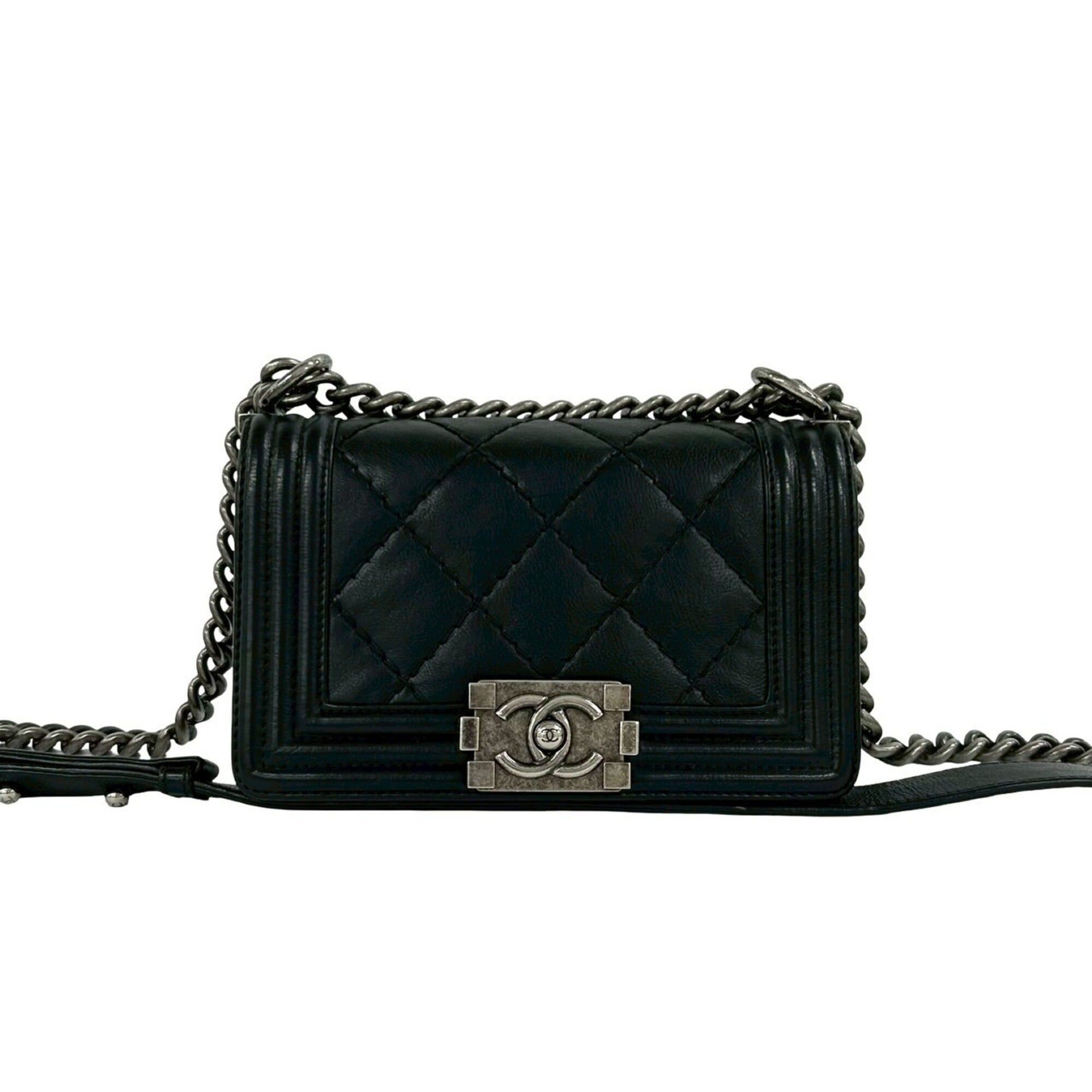 Chanel CHANEL Boy Chanel Coco Mark Calf Leather Mini Shoulder Bag Black 37801 Size ONE SIZE - 1 Thumbnail
