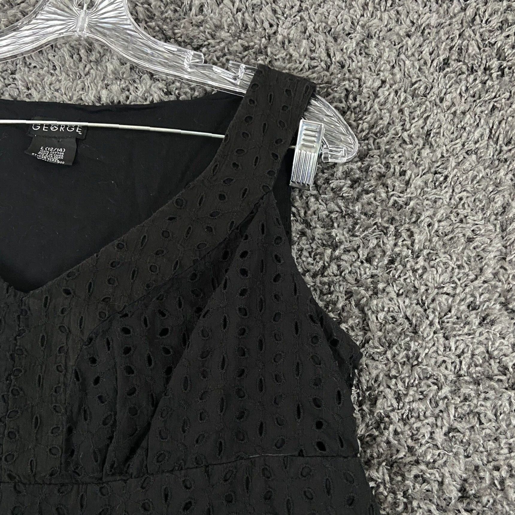 George GEORGE Lace Pleated V-Neck Tank Top Black Women’s L (12-14) Zipper Side Size L / US 10 / IT 46 - 3 Thumbnail