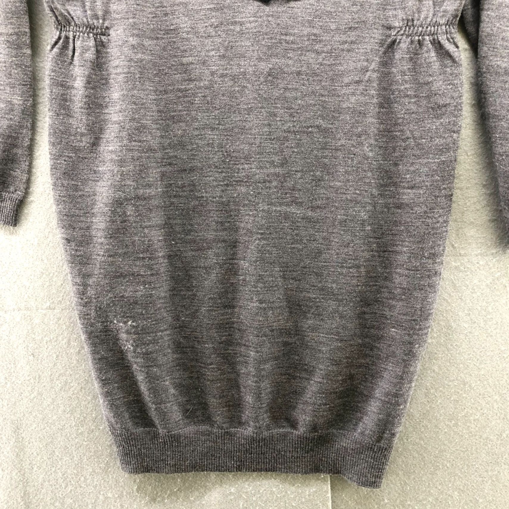 Vintage Soun 100% Wool Tunic Sweater Womens Medium M Gray Bow Front V-neck Pullover Size M / US 6-8 / IT 42-44 - 4 Thumbnail