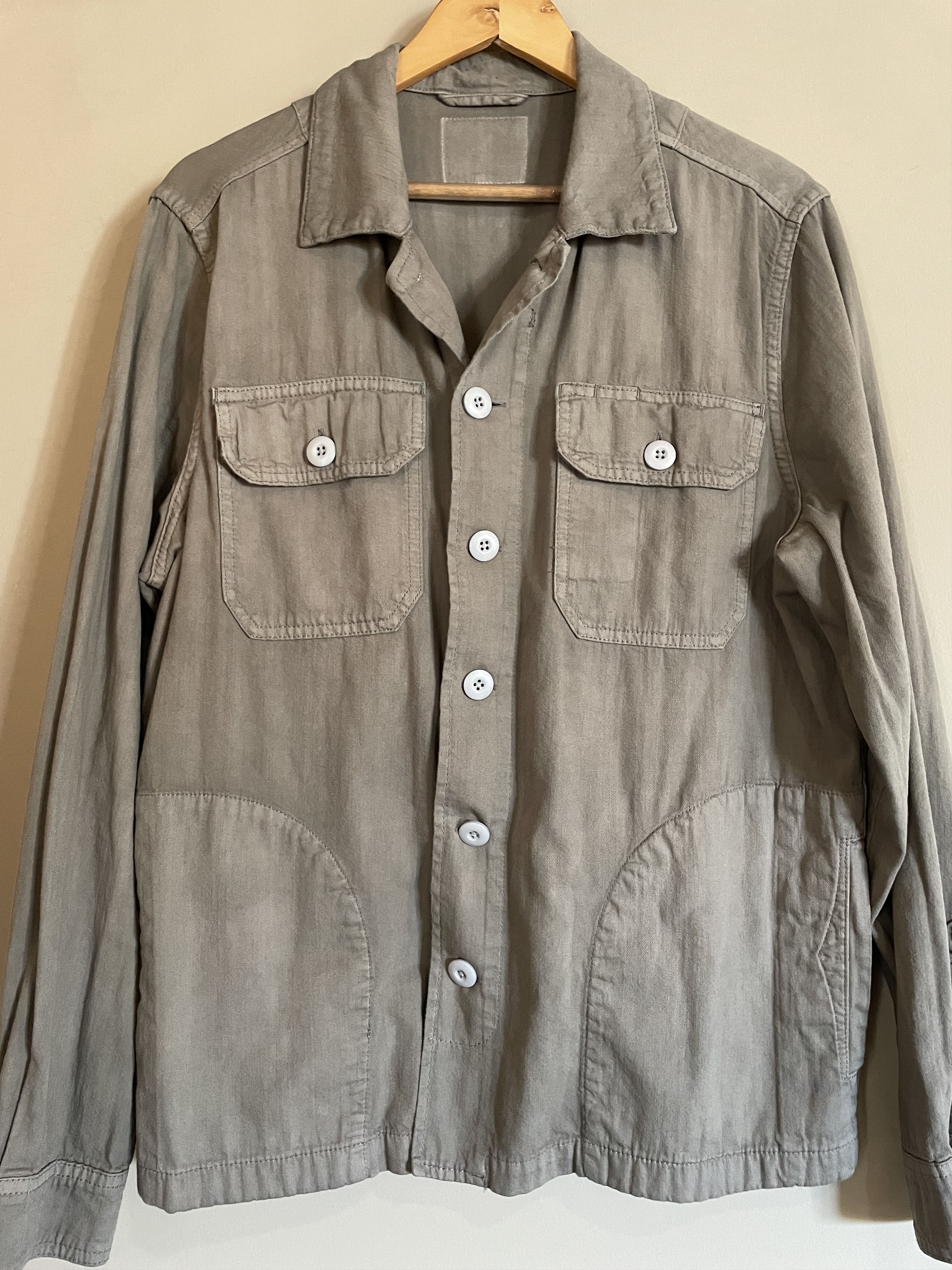 Lucky Brand Lucky Brand Gray Taupe Cotton Overshirt, Men's Large Size US L / EU 52-54 / 3 - 1 Thumbnail