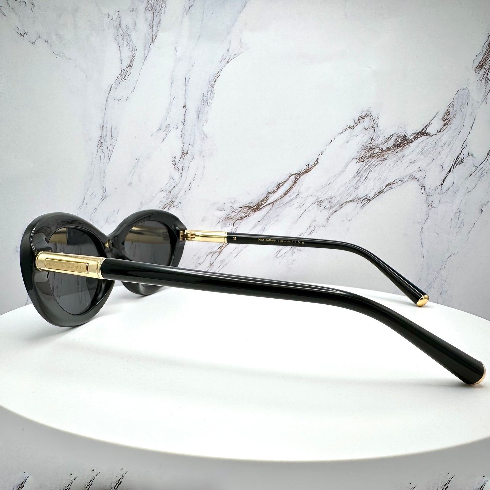 Dolce & Gabbana New Dolce & Gabbana Sunglasses Black Oval Cat Eye Gold Metal Size ONE SIZE - 17 Thumbnail