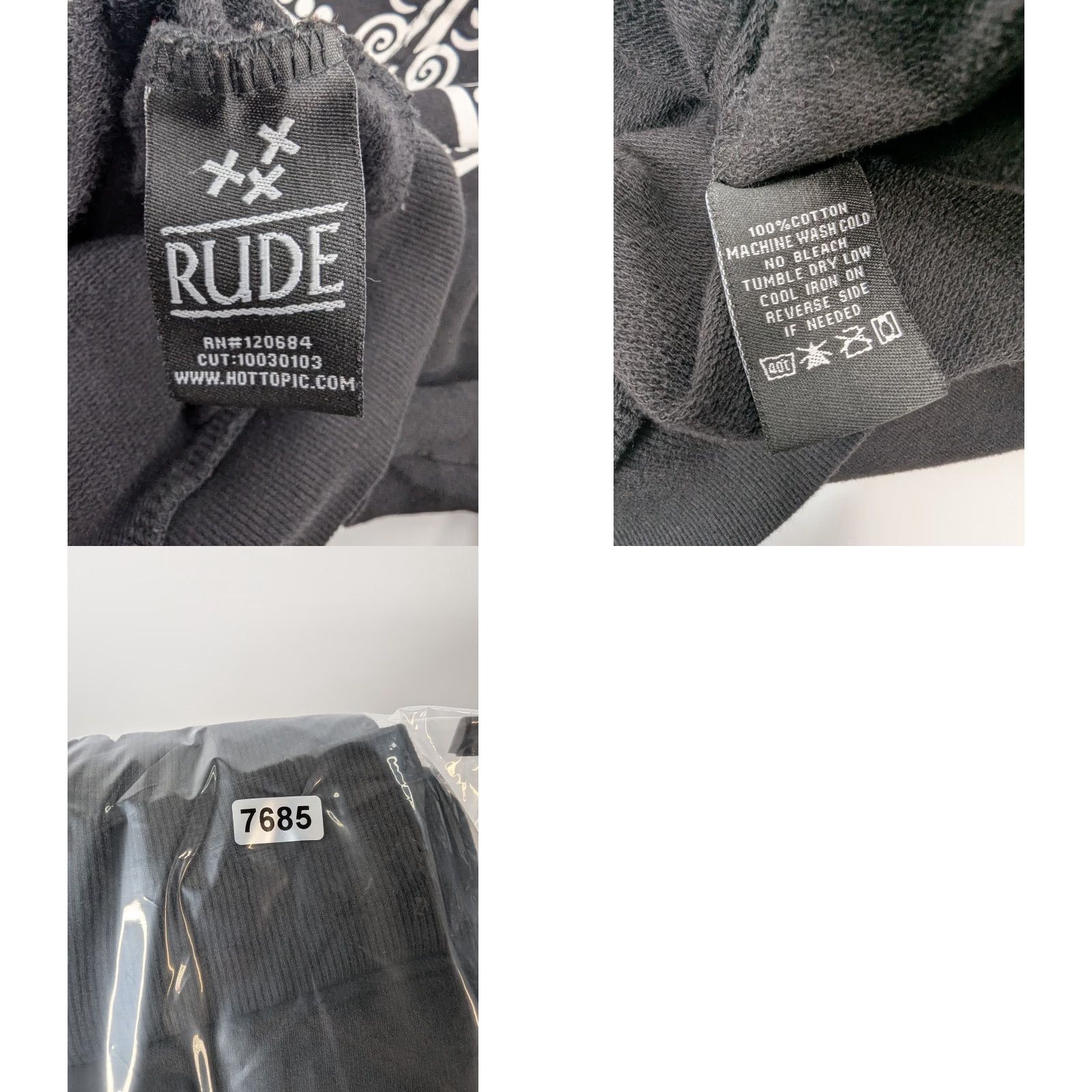 Hot Topic VINTAGE XXXRude Skeleton Hoodie Hot Topic Full Zip Up Skull Mask Emo Grunge Size Medium Size US M / EU 48-50 / 2 - 9 Thumbnail