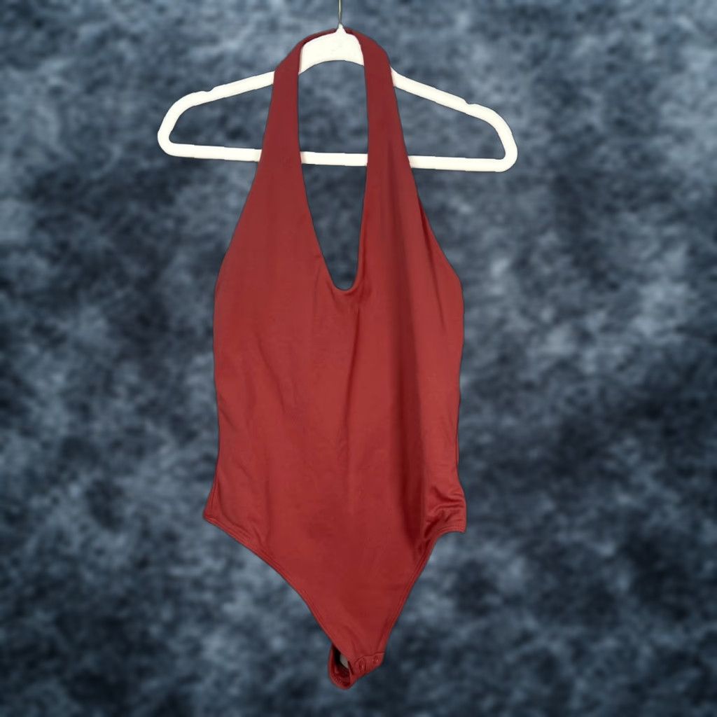 Vintage Babaton Womens Size Small Halter Neck Red Bodysuit Nylon Blend Size S / US 4 / IT 40 - 1 Thumbnail