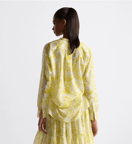 Dior o1w1db10925 421B54 Long Blouse in White/Lemon Yellow Size XS / US 0-2 / IT 36-38 - 5 Thumbnail