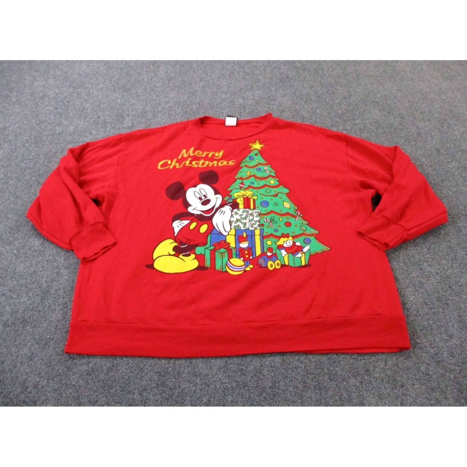 Vintage VINTAGE Land'n Sea Mickey Mouse Sweatshirt Men 3XL Crew Neck Red Pullover Sweater Christmas 90s Holiday Graphic Print Knit Regular Mens Size US XXL / EU 58 / 5 - 2 Thumbnail