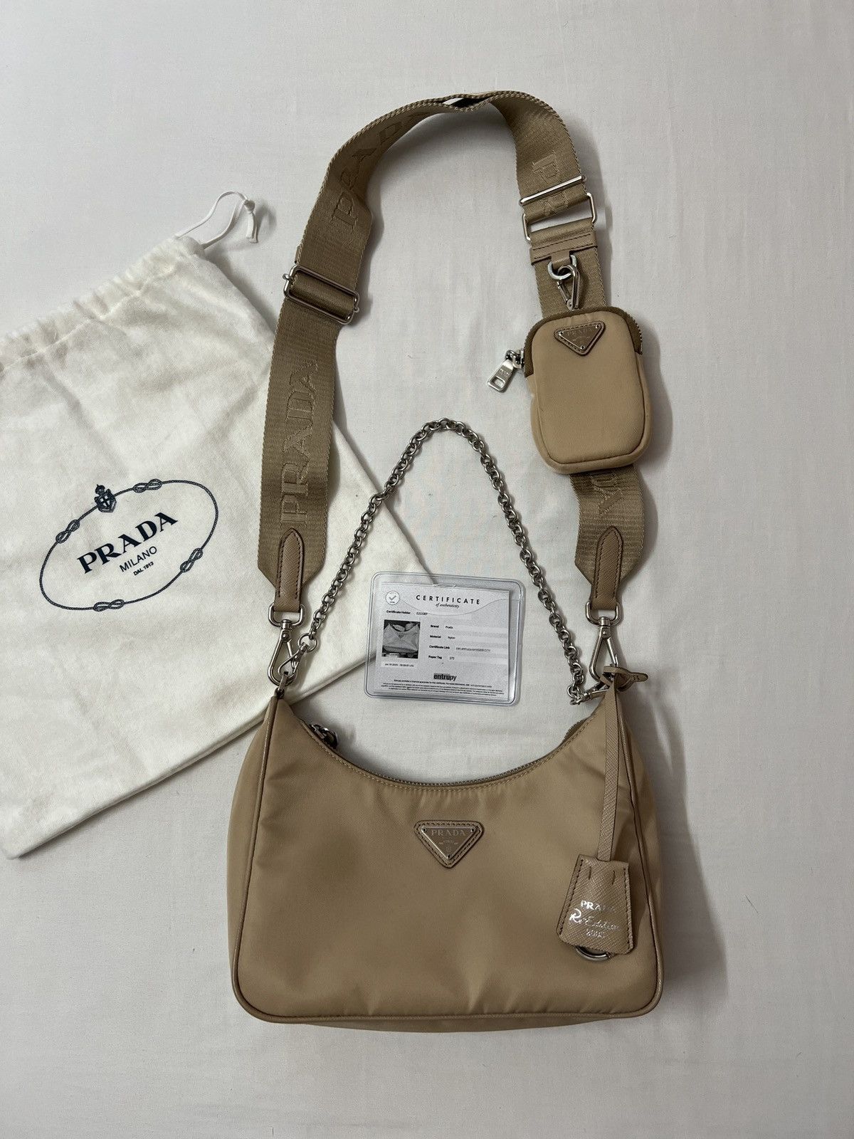 Prada Prada Reedition Re-edition 2005 Nylon Tan Shoulder Bag Purse Size ONE SIZE - 2 Thumbnail