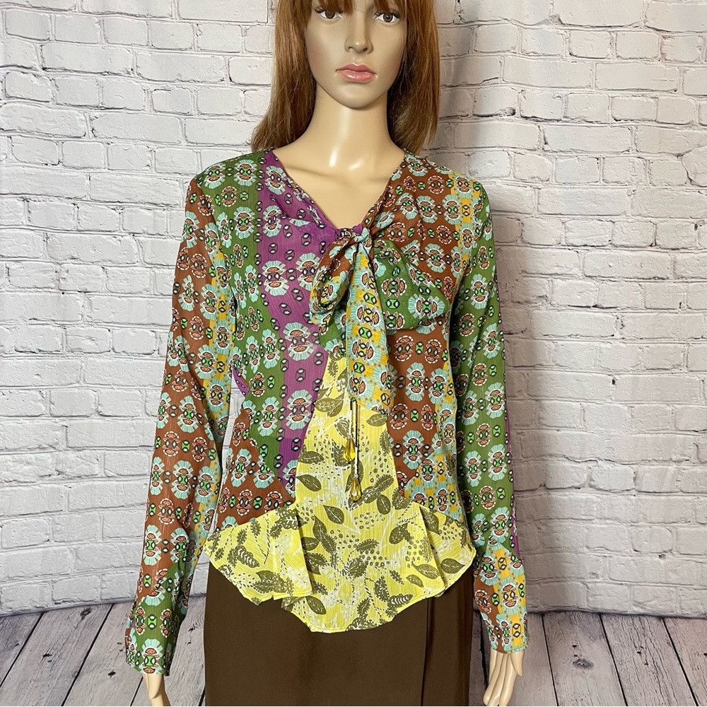 Zara NWT New ZARA Studio Zodiac Printed Shirt With Tie Size XS Size XS / US 0-2 / IT 36-38 - 3 Thumbnail