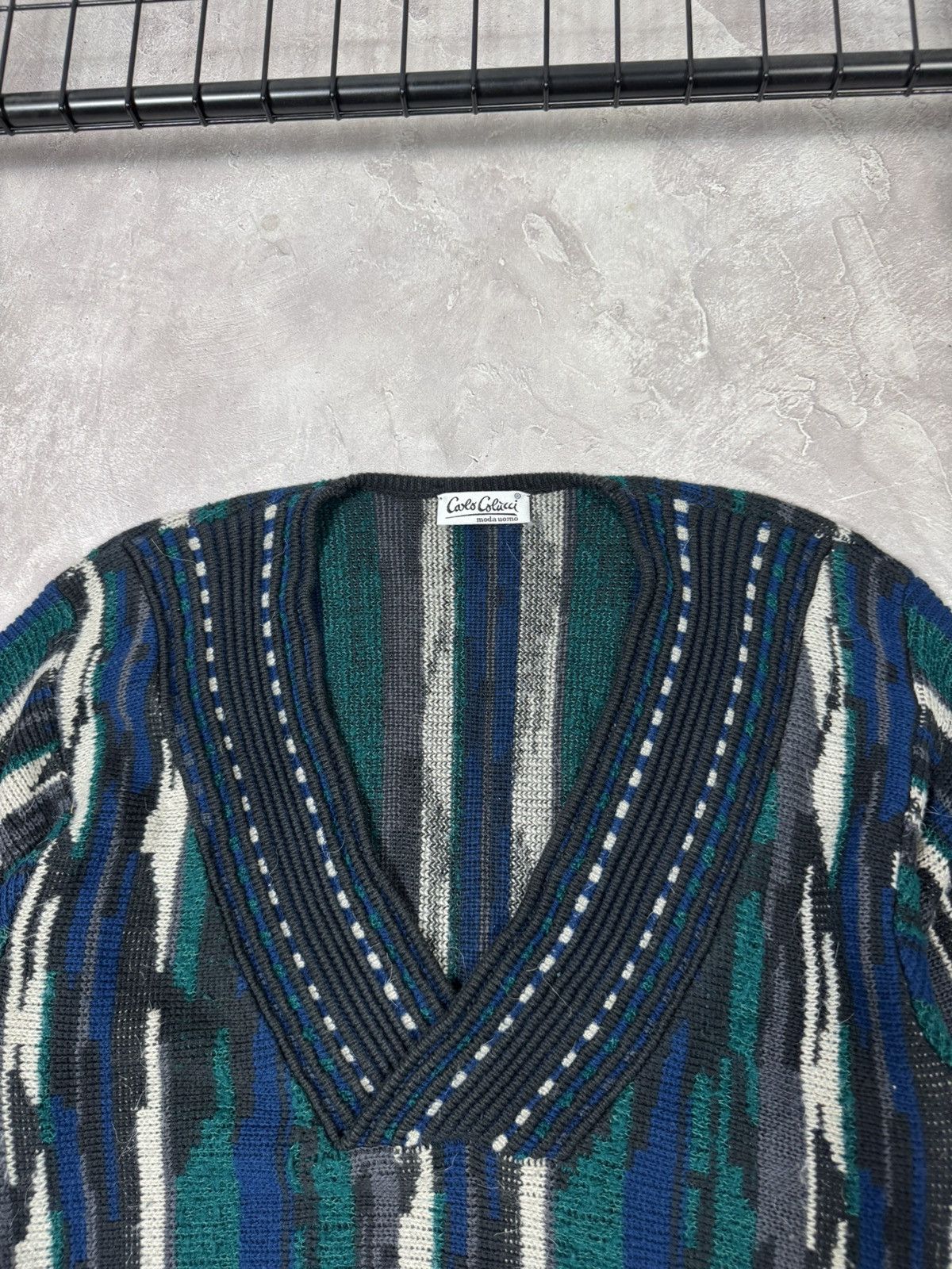 Carlo Colucci Vintage 90s Carlo Colluci Retro Style Wool Sweater Coogi Size US XL / EU 56 / 4 - 3 Thumbnail