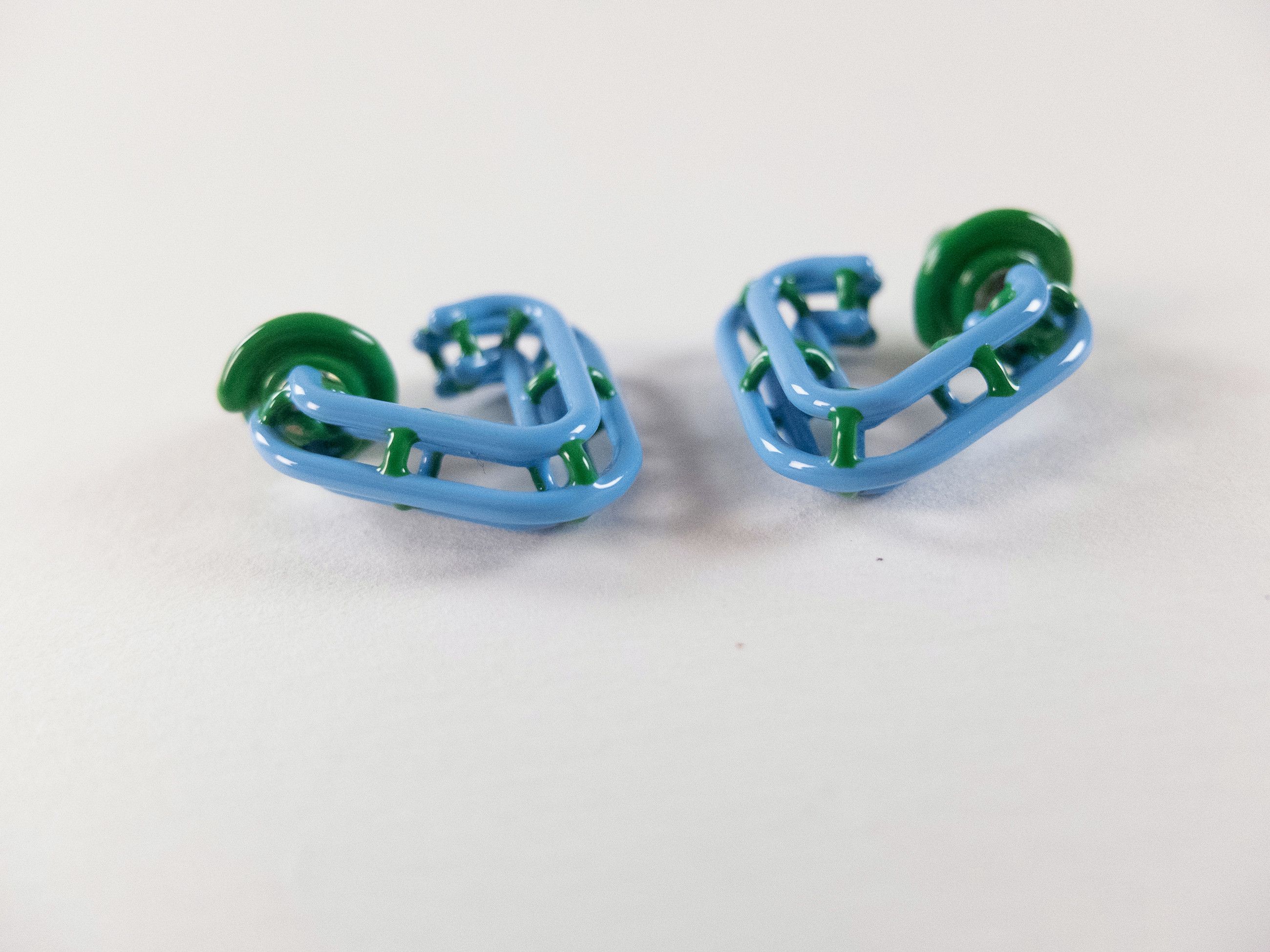 Bottega Veneta BOTTEGA VENETA Outline triangle blue green hoop earrings q Size ONE SIZE - 7 Thumbnail
