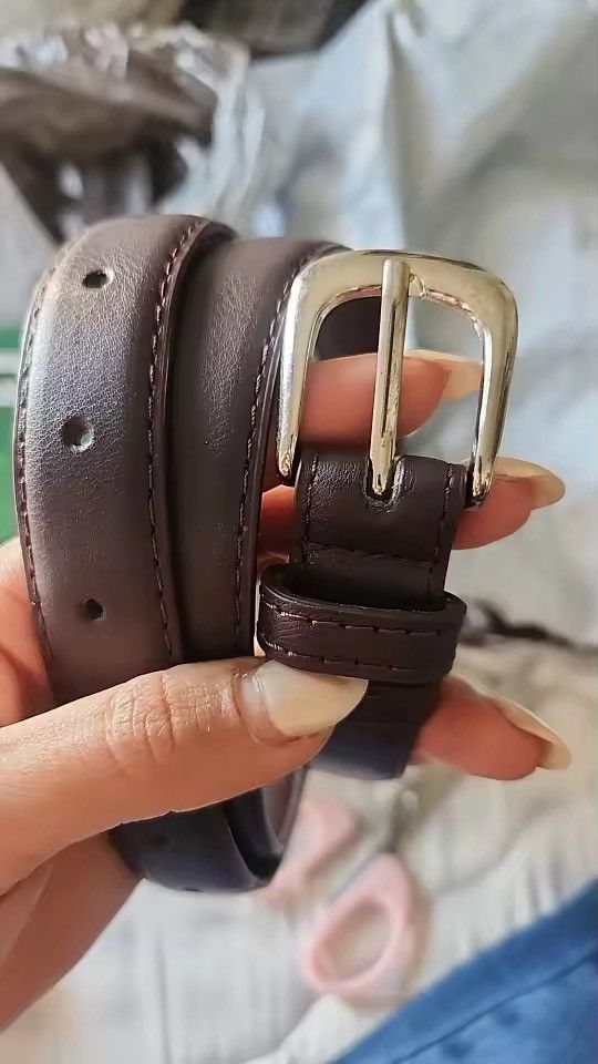 Japanese Brand BROWN PU Leather Belt - Length 105cm, Width 2.8cm | Sleek Size ONE SIZE - 5 Thumbnail