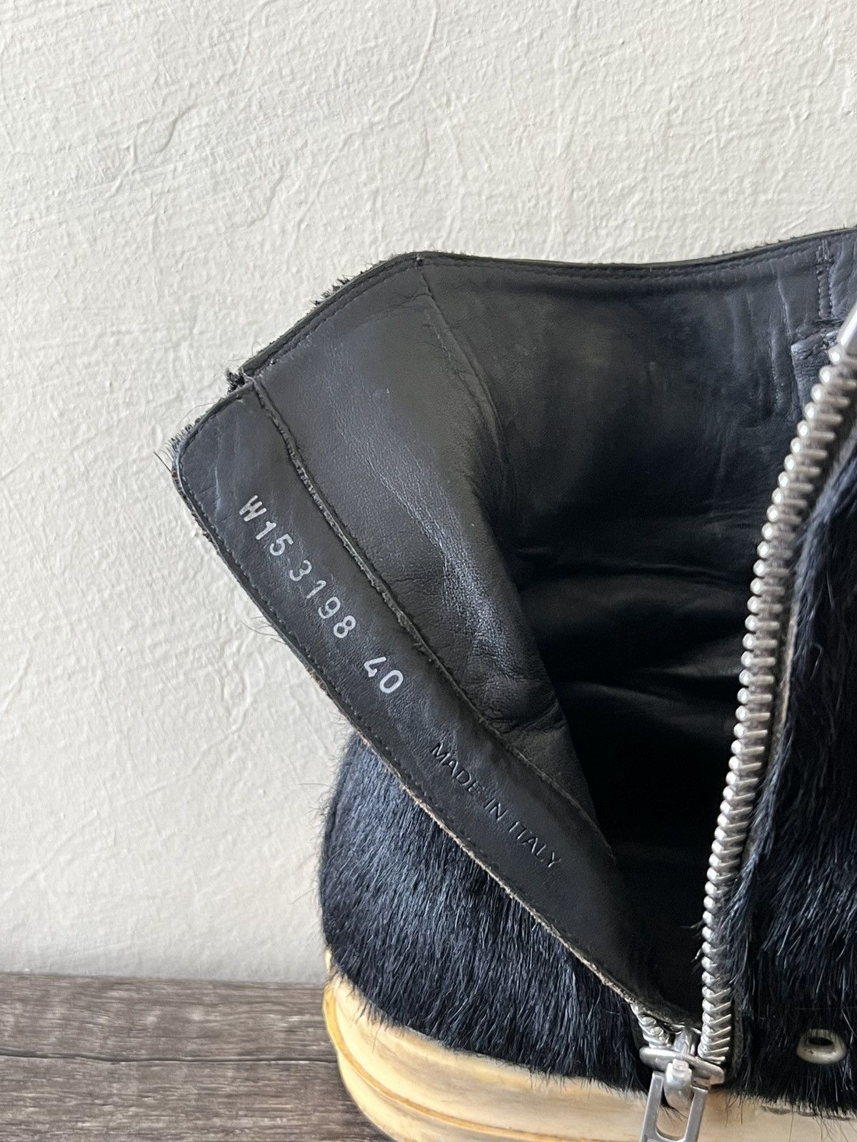 Rick Owens RICK OWENS PONY HAIR RAMONES HIGHTOP– BLACK/MILK Size US 7 / EU 40 - 12 Thumbnail