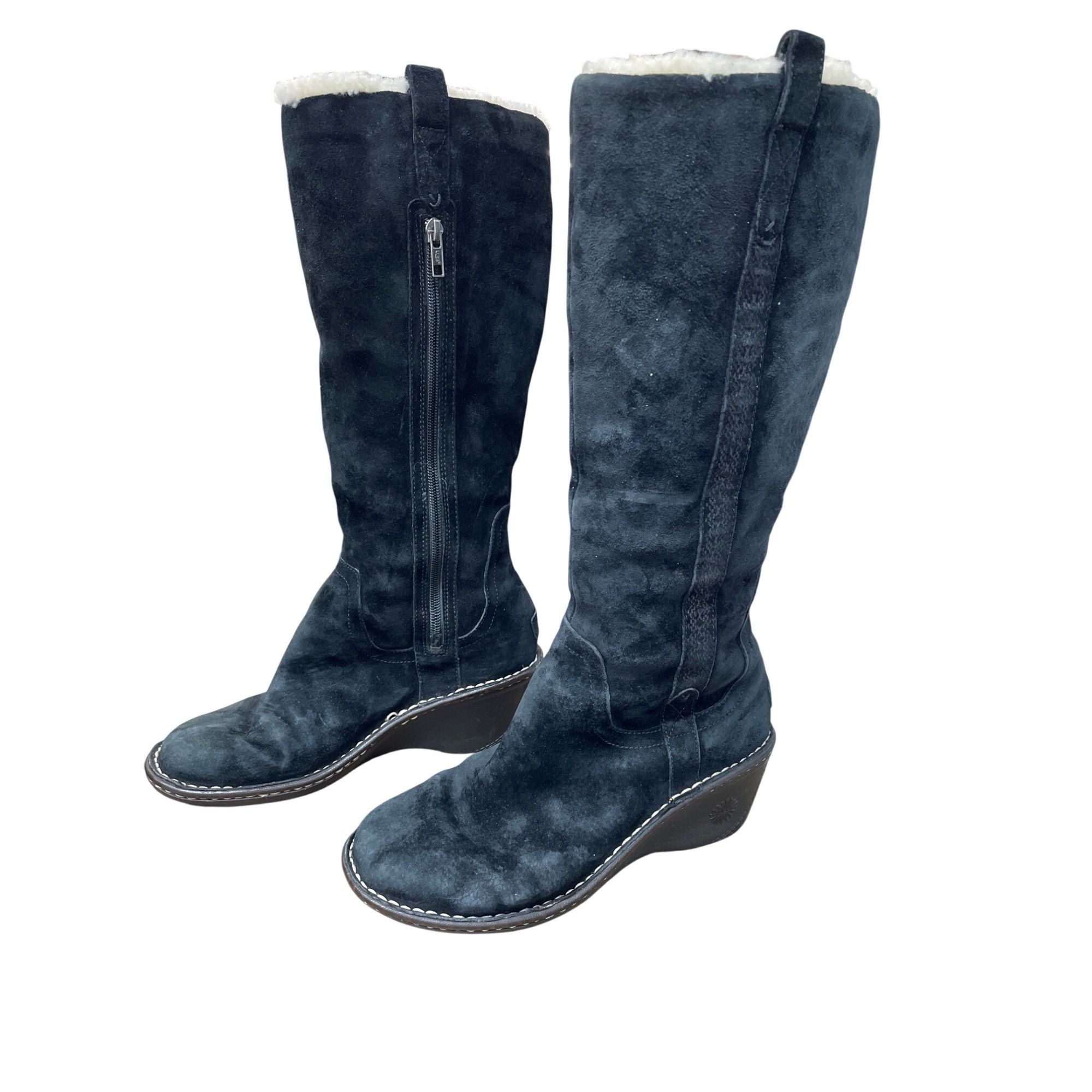 Ugg UGG Australia Womens Black Leather Sheep Lined Knee Winter B Size US 9 / IT 39 - 3 Thumbnail