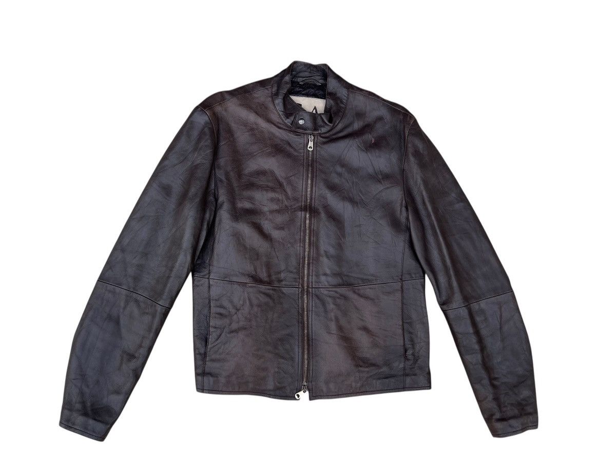 Emporio Armani Vintage Emporio Armani Faded Patina Leather Racer Jacket Size US M / EU 48-50 / 2 - 1 Thumbnail