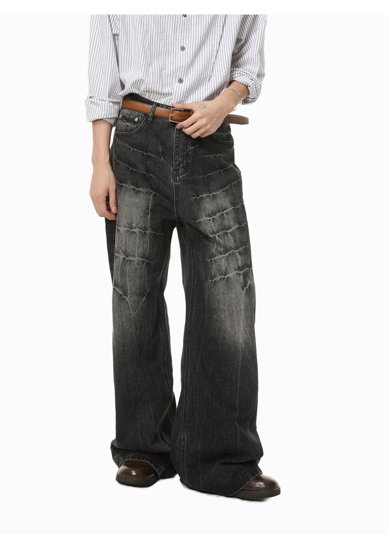 Lightning pattern fashionable wide-leg straight jeans