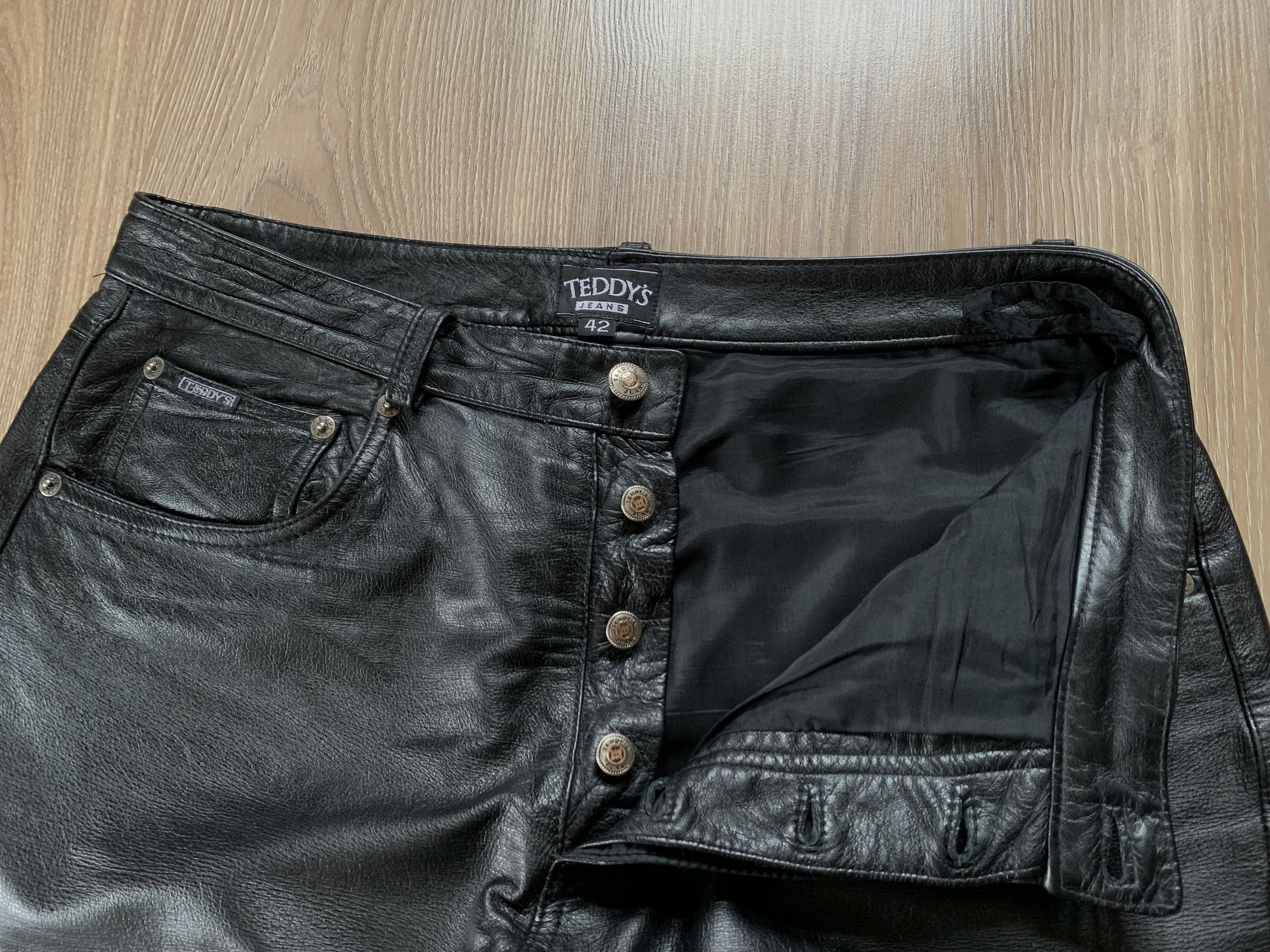 Leather × Vintage Teddy's Black Vintage Leather Pants Size US 42 / EU 58 - 4 Thumbnail