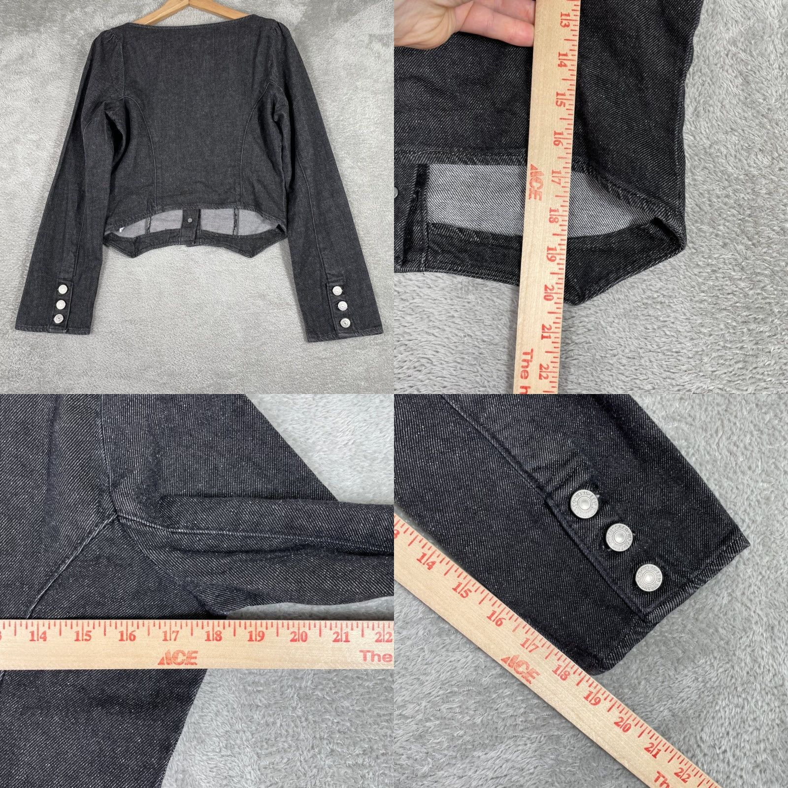 Levi's Levis Denim Top Womens M Black Corset Style Button Front Slim Cropped Tank Casual Workwear Dressy Size M / US 6-8 / IT 42-44 - 8 Thumbnail