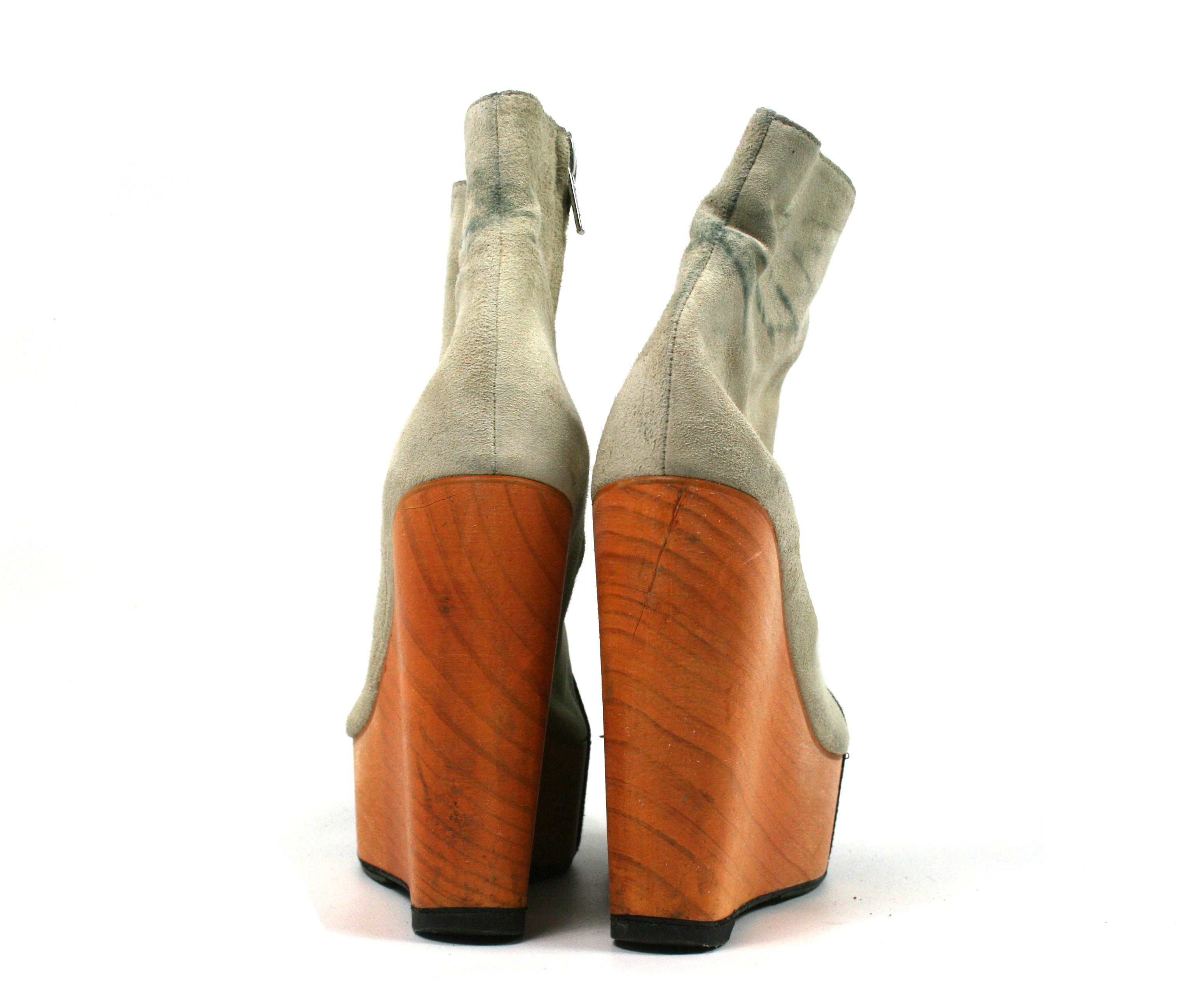 Other Minimarket Avant-Garde Wedge Ankle Suede Boots Size US 7 / IT 37 - 7 Thumbnail