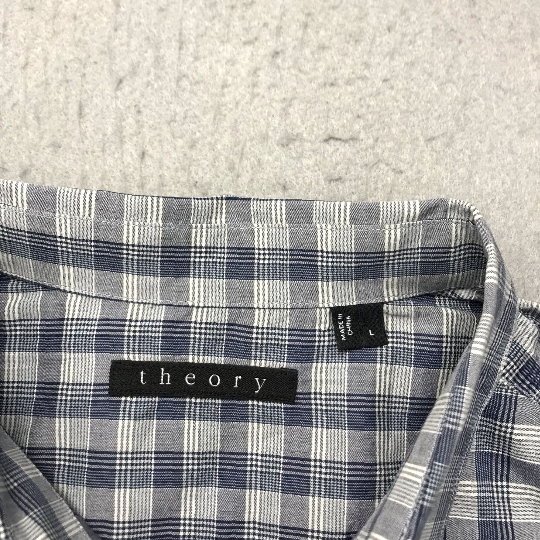 Theory Theory Shirt Mens Large Blue Gray Check 100% Cotton Long Sleeve Designer Casual Size US L / EU 52-54 / 3 - 3 Thumbnail