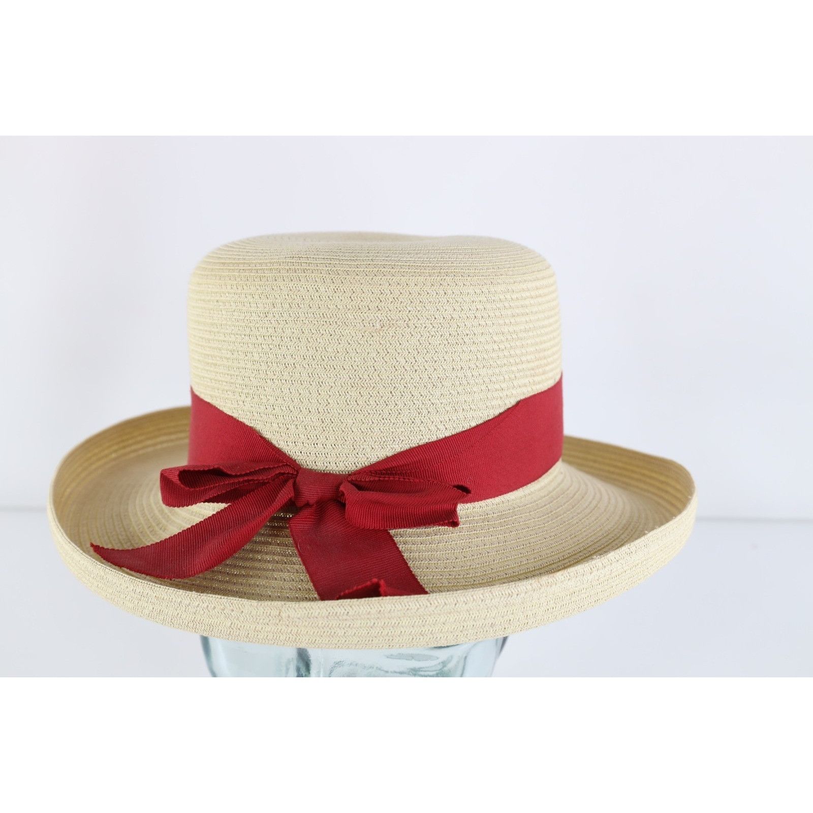Vintage New Vintage 90s Streetwear Bowtie Straw Boater Skimmer Hat Size ONE SIZE - 1 Thumbnail
