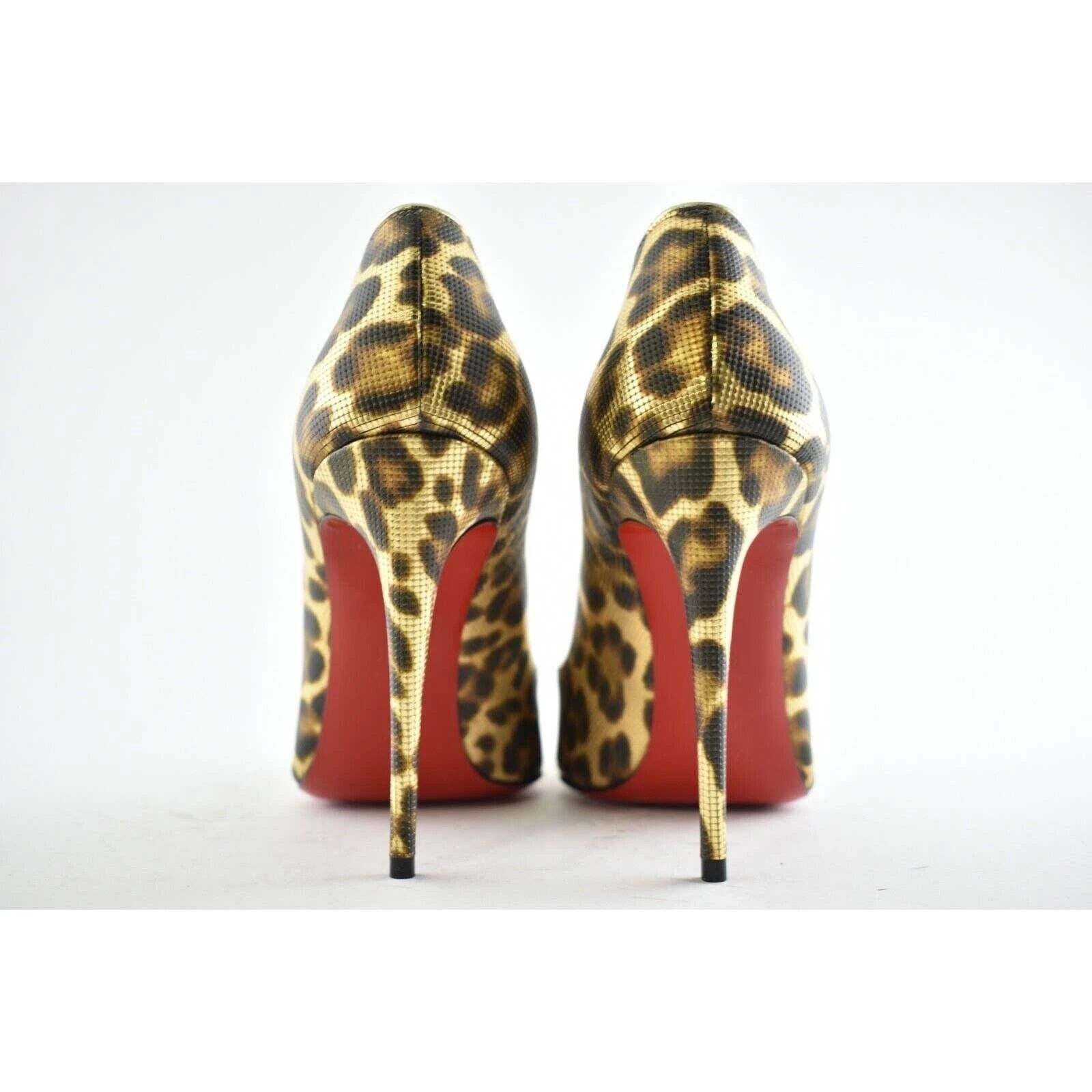 Christian Louboutin Hot Chick 100 Black Brown Gold Leopard Coins Heel Pump 37.5 Size US 7.5 / IT 37.5 - 11 Thumbnail
