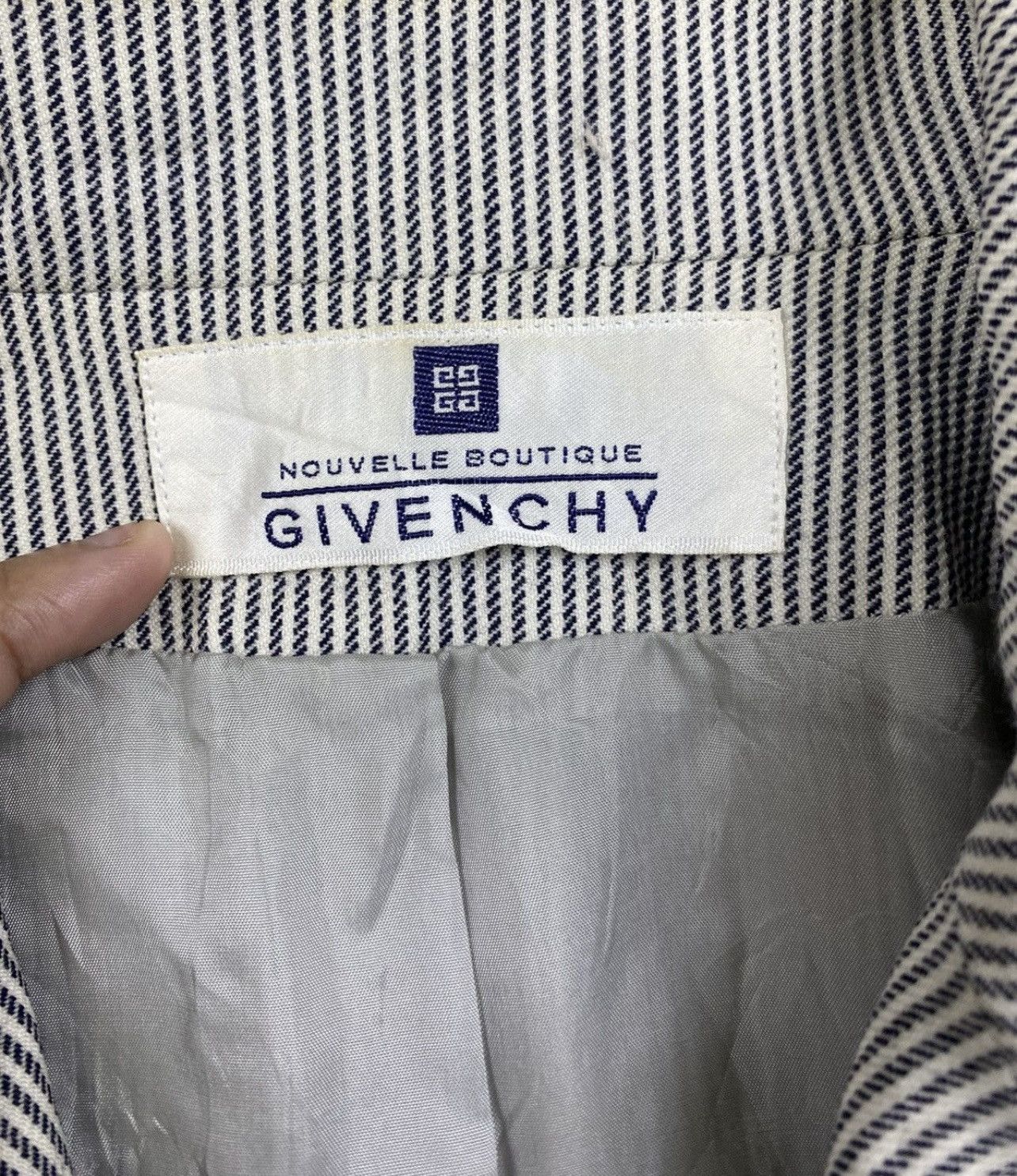 Givenchy × Vintage Vintage GIVENCHY Herringbone Stripe Double Collar Blazer Size US M / EU 48-50 / 2 - 8 Thumbnail
