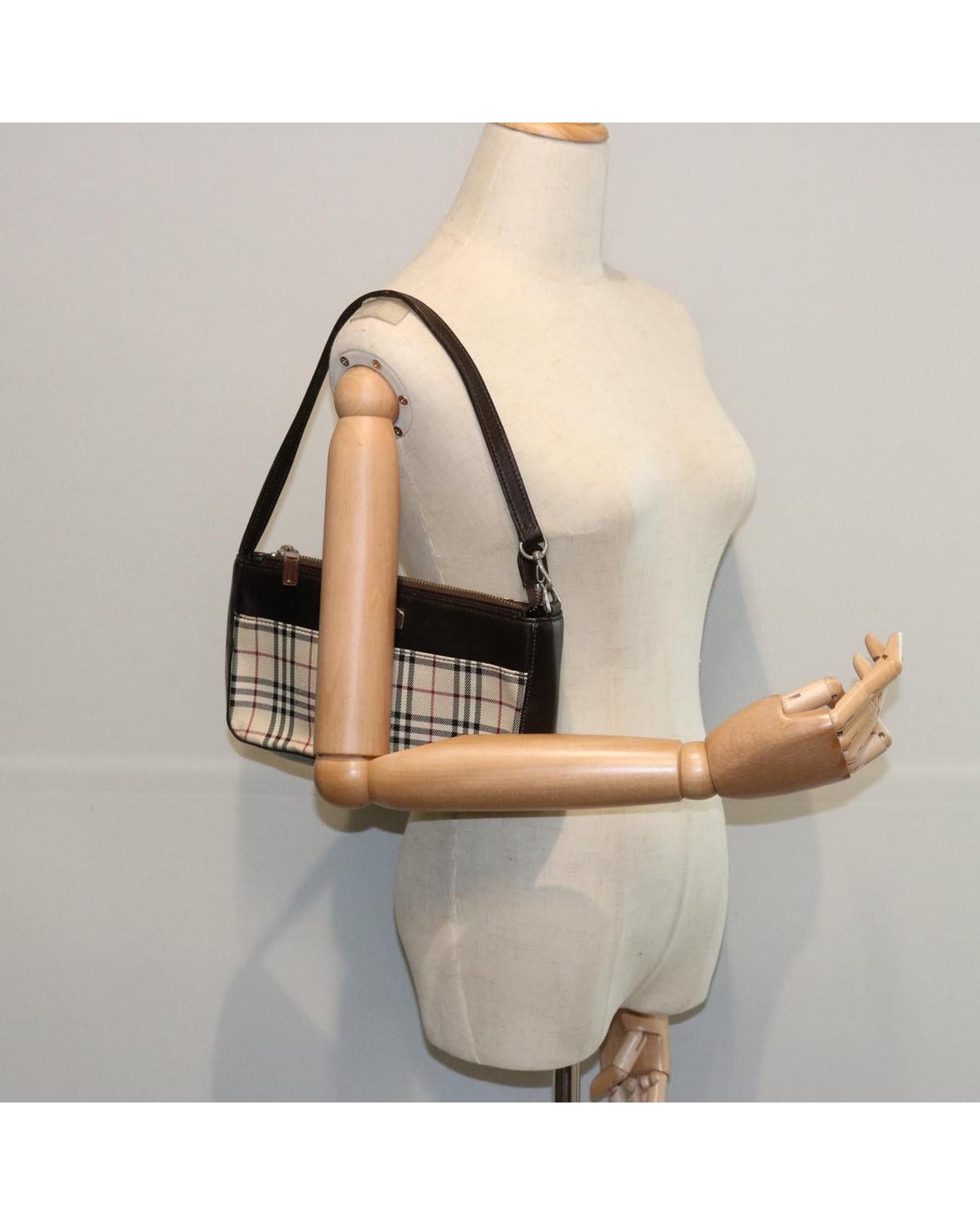 image of Burberry Beige Synthetic Shoulder Bag With Iconic Check Pattern, Women's