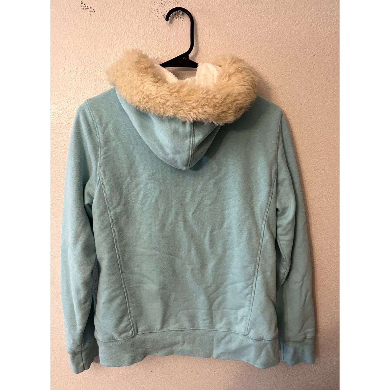 Vintage LL Bean Women’s Sweatshirt Small Blue Zip Hooded Faux Fur Lined Fur Ruff Hood Size S / US 4 / IT 40 - 3 Thumbnail
