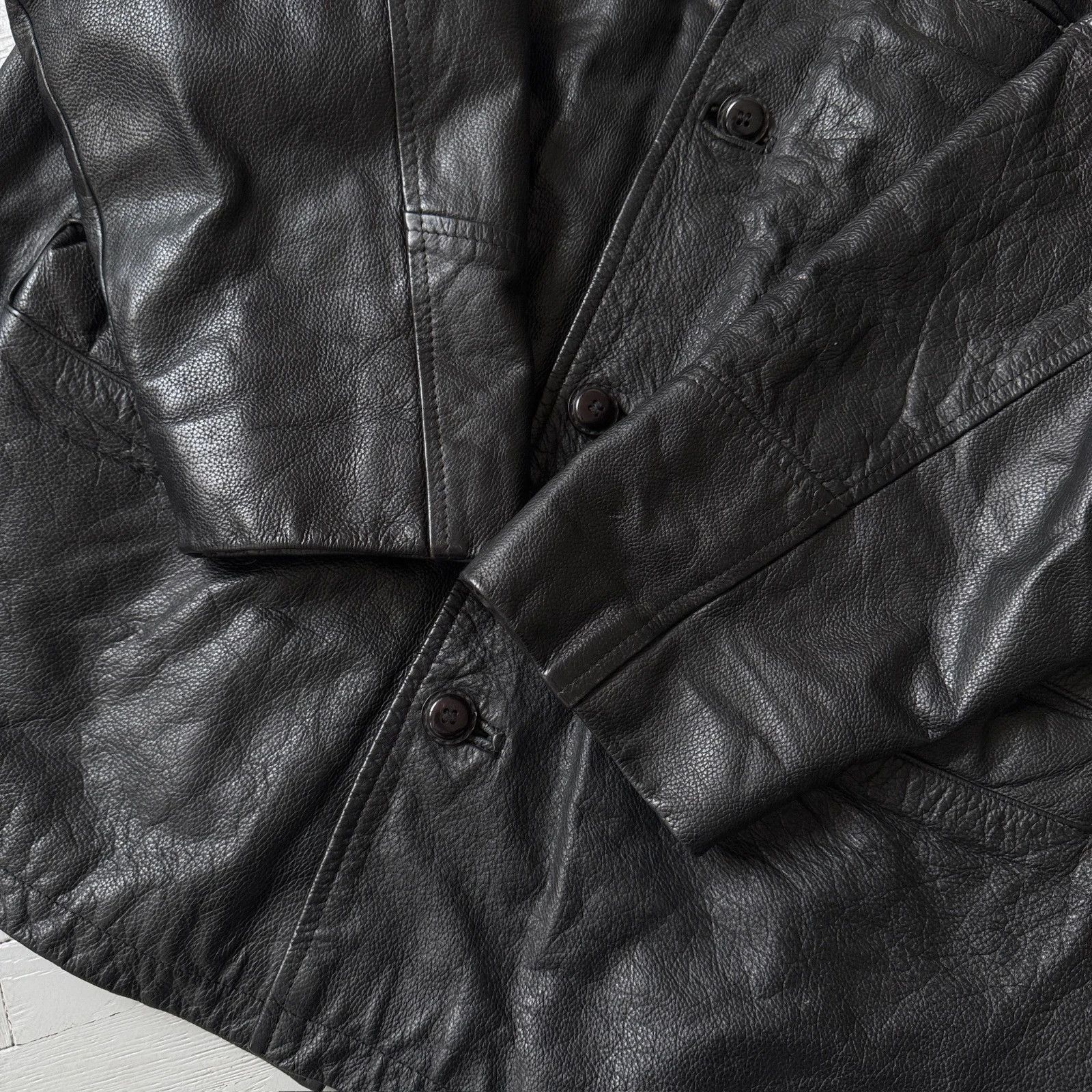 Vintage Vintage Real Leather Collared Gangster Jacket Car Coat Size US L / EU 52-54 / 3 - 5 Thumbnail