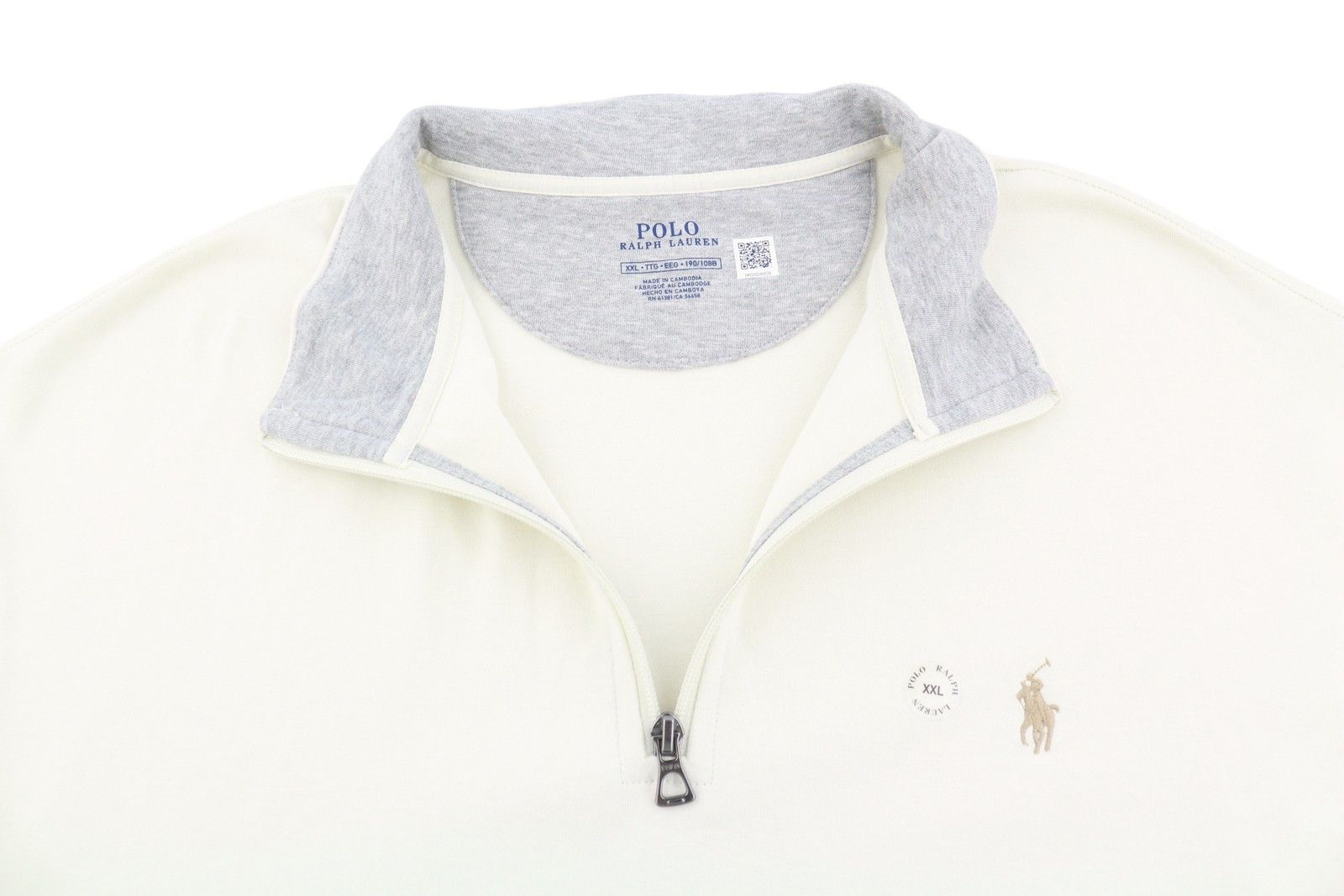 Ralph Lauren CREAM 2XL High Neck Zip Pullover Sweatshirt 86959 Size US XXL / EU 58 / 5 - 5 Thumbnail
