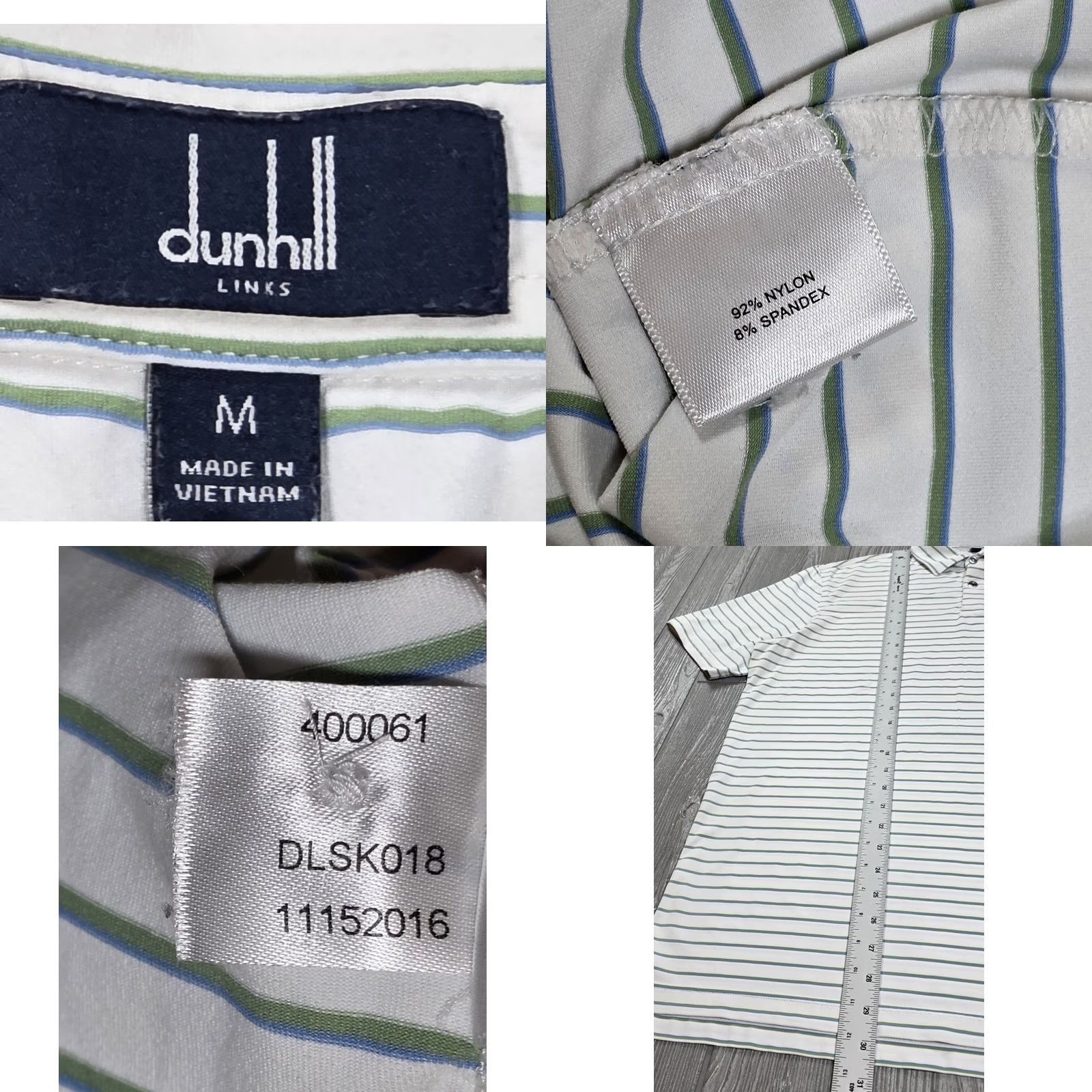 Vintage Dunhill Polo Shirt Golf White Green Stripe M Adult Regular Short Sleeve Polo Shirt Mens Size US M / EU 48-50 / 2 - 8 Thumbnail