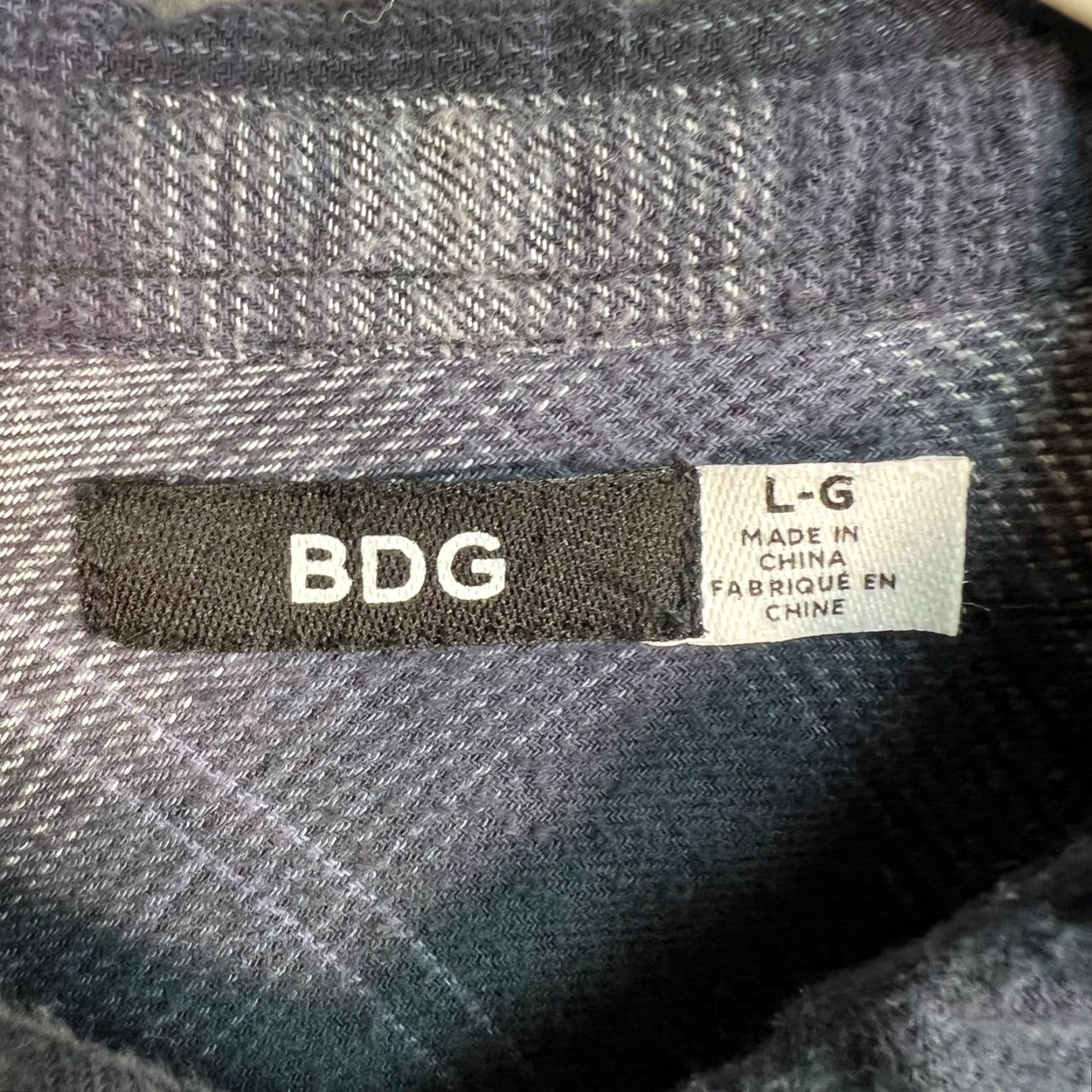 Bdg BDG Plaid Long Sleeve Button-Up Shirt Navy Gray Cotton Womens Large Size L / US 10 / IT 46 - 3 Thumbnail