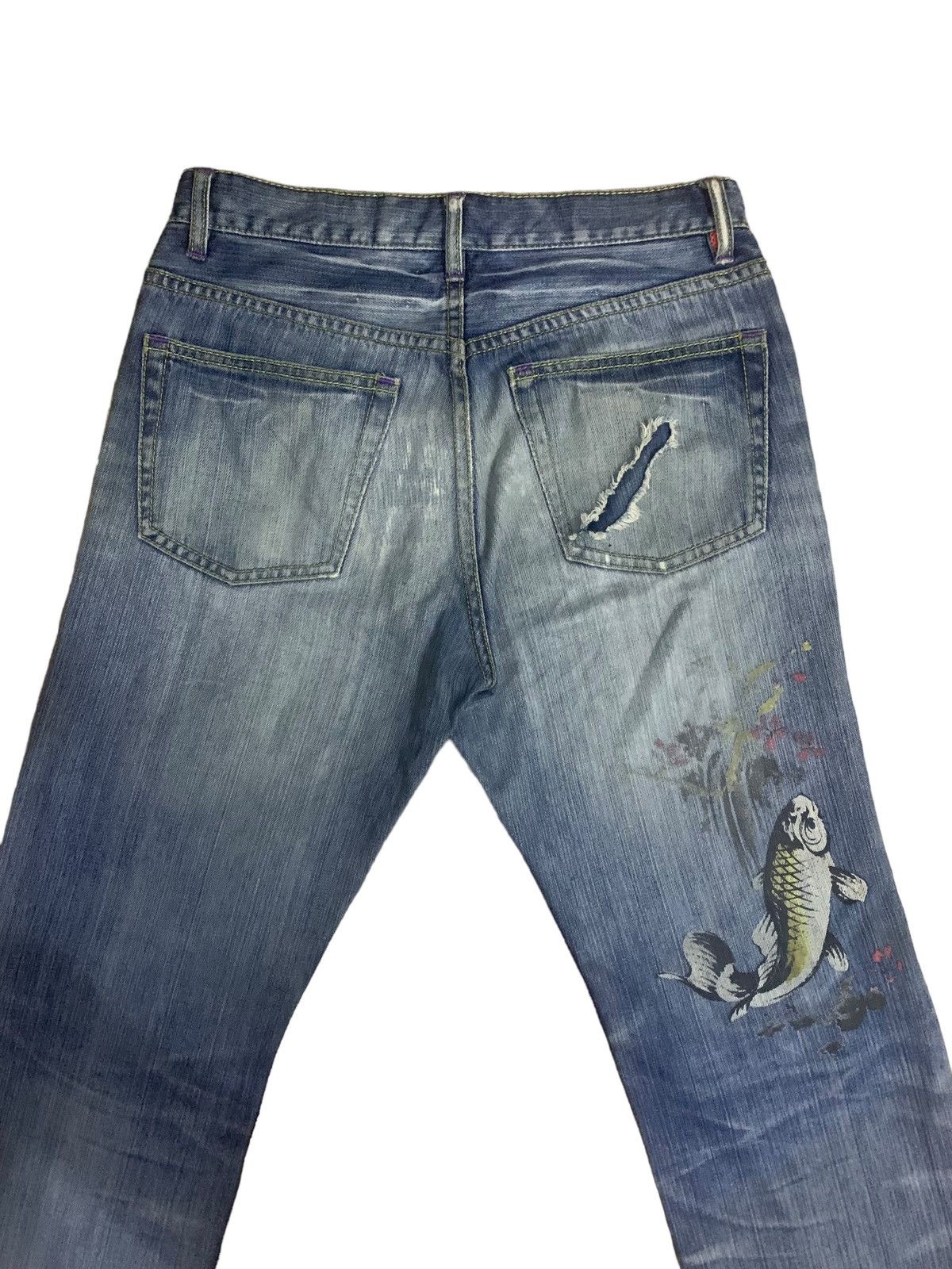Kings Of Indigo × Takeo Kikuchi 💸Accept Offer💸 Takeo Kikuchi KOI Print Jeans Size US 30 / EU 46 - 7 Thumbnail