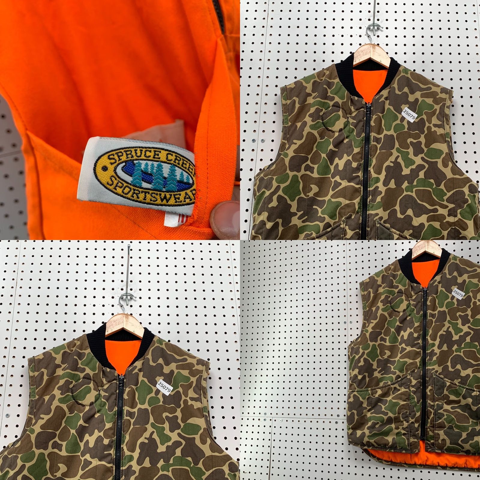 Hunter VINTAGE Spruce Creek Sportswear Hunting Camo Vest Orange Reversible Large 23x30 Hunter Mens Vest Size US L / EU 52-54 / 3 - 8 Thumbnail