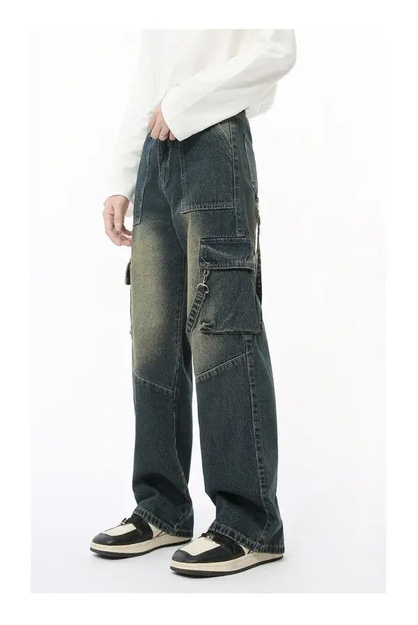 Japanese Brand Distressed patchwork multi-pocket lanyard distressed jeans Size US 32 / EU 48 - 4 Thumbnail