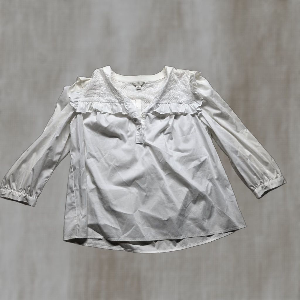 Vintage EST. 1946 Shirt Women S White Adult Small NEW Solid Flaps Shoulder Blouse Size S / US 4 / IT 40 - 1 Thumbnail