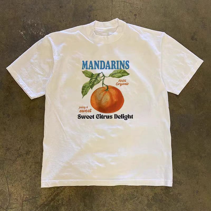 Japanese Brand White washed vintage orange print t-shirt Size US M / EU 48-50 / 2 - 1 Thumbnail