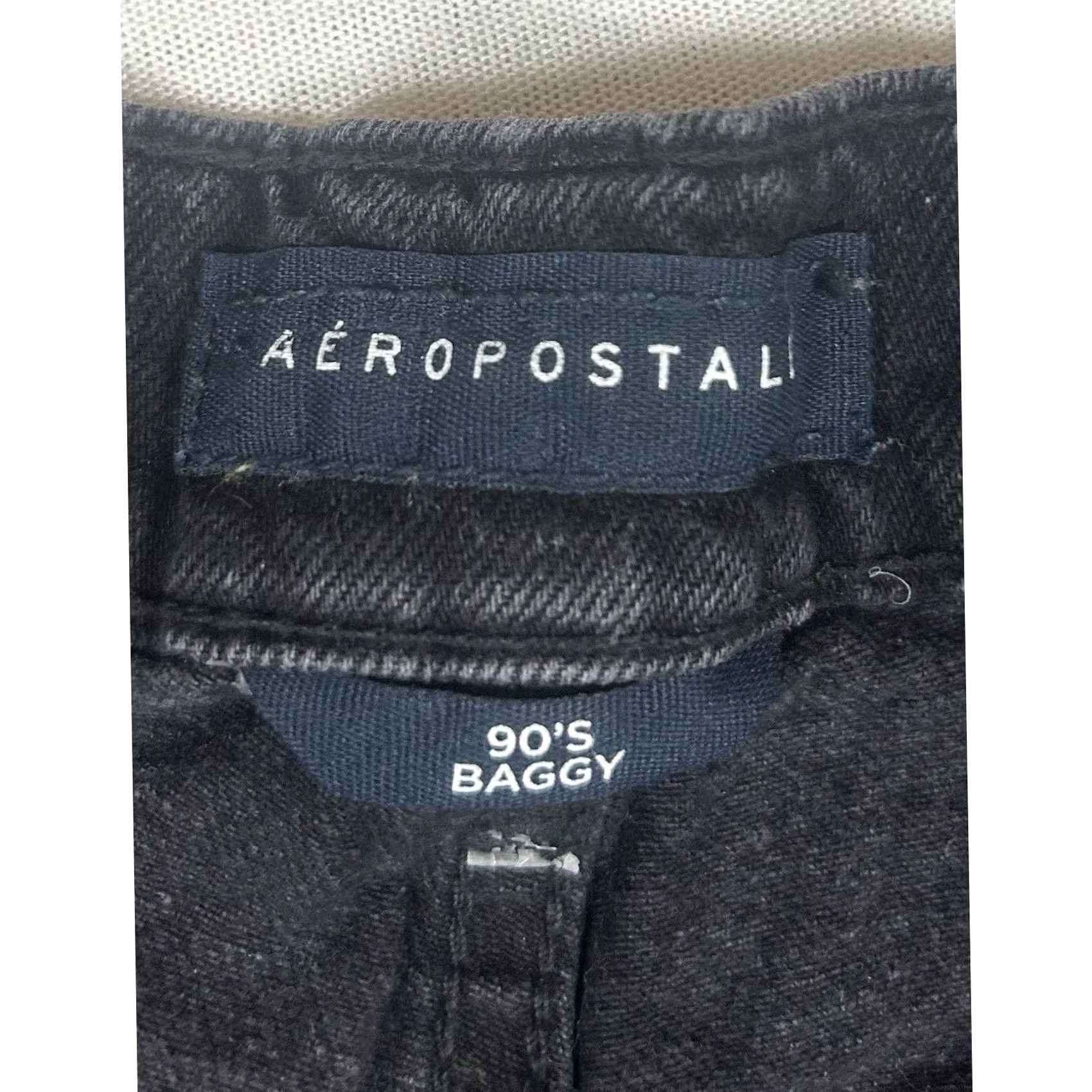 Vintage Aéropostale Jeans Baggy 90s Womens Size 4 REG Button Fly Black High Rise Y2K Distressed 5-Pocket Denim Shirt? Size 27" / US 4 / IT 40 - 3 Thumbnail