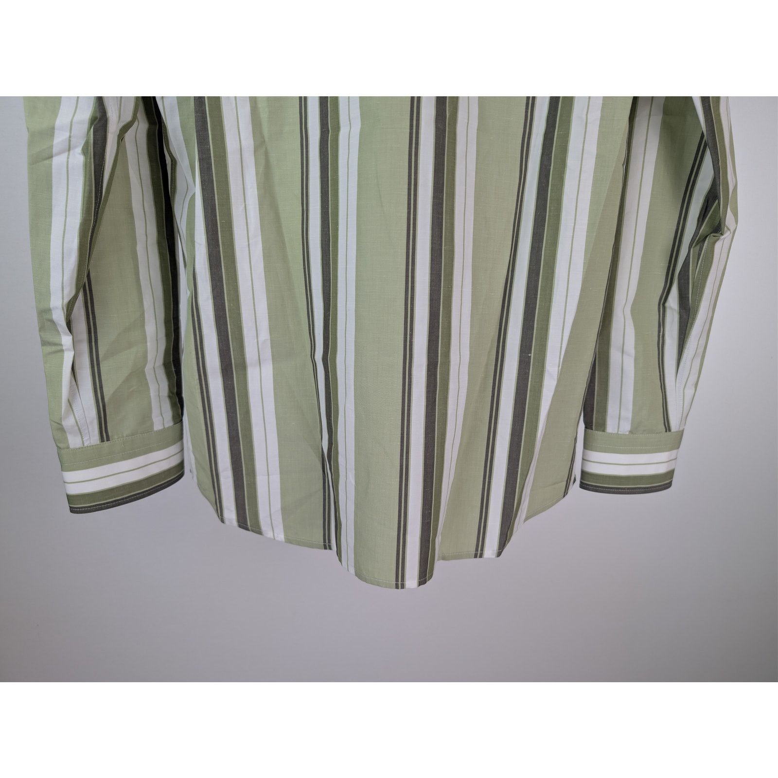 Bottega Veneta o1rshd1 Chunky Cotton Stripe Shirt Green/Olive Multi-Stripe Size US M / EU 48-50 / 2 - 13 Thumbnail
