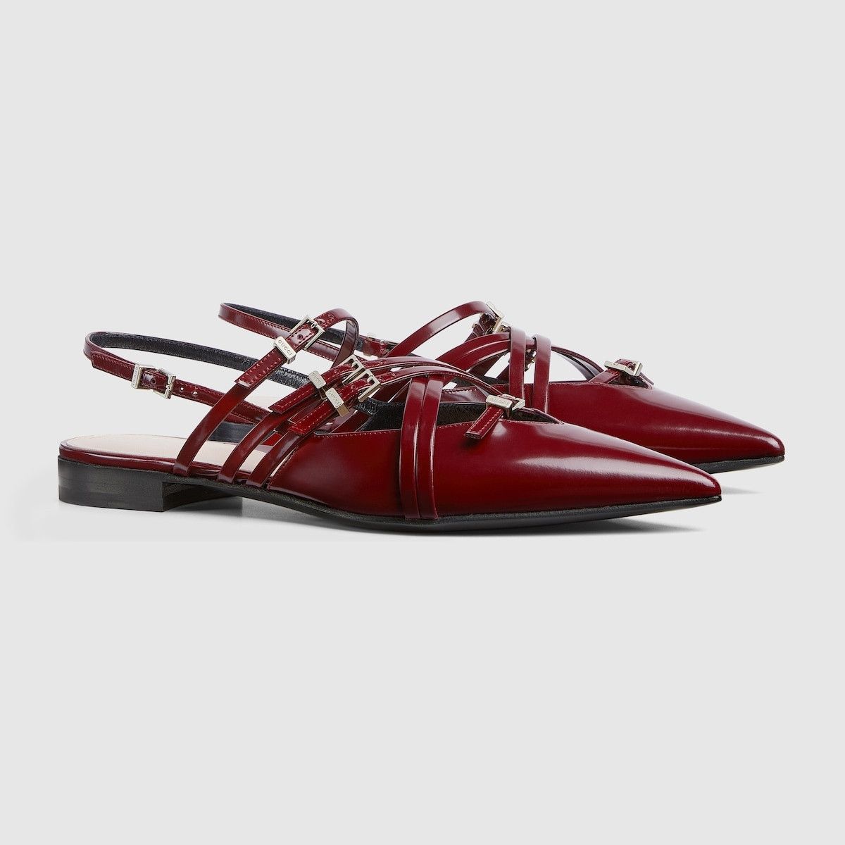 Gucci o1s1wg110325 Women's Strappy Ballet Flats Rosso Ancora Red Size US 11 / IT 41 - 2 Thumbnail