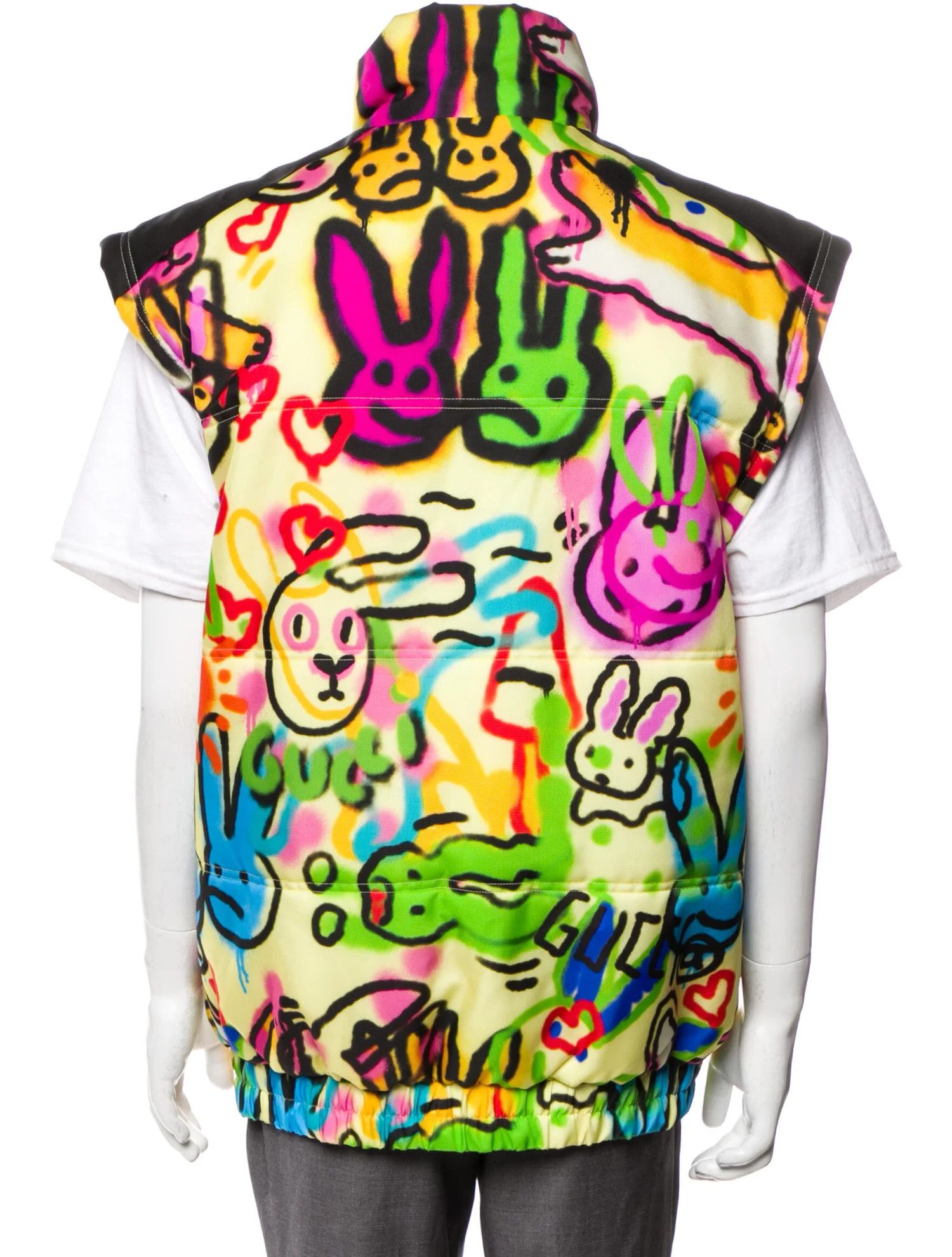 Gucci o1s1wg110125 Bunny Print Padded Nylon Vest in Multicolor Size US L / EU 52-54 / 3 - 3 Thumbnail