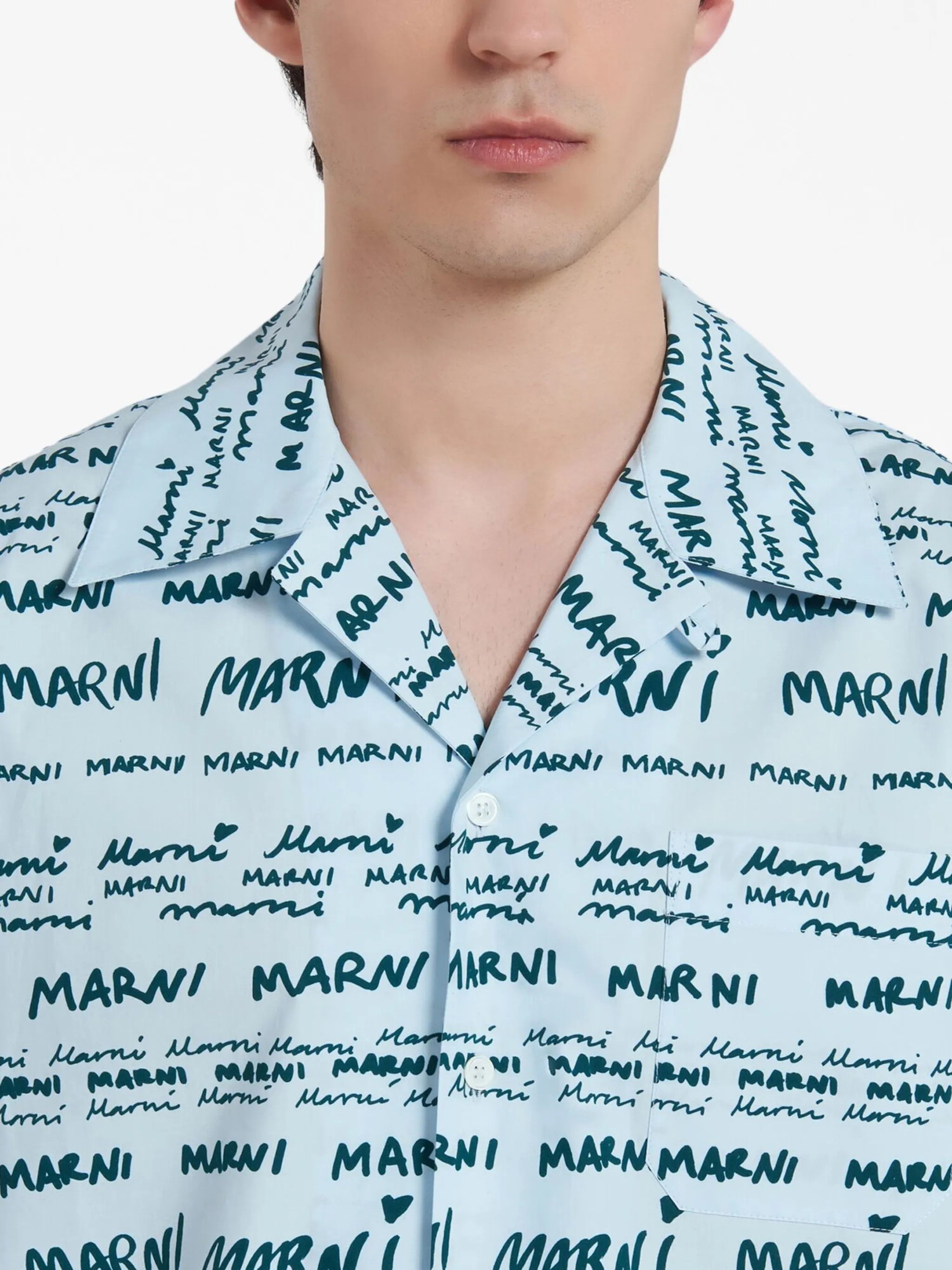 Marni o1y0225 Patterned Shirt in Light Blue/Green Size US M / EU 48-50 / 2 - 3 Thumbnail