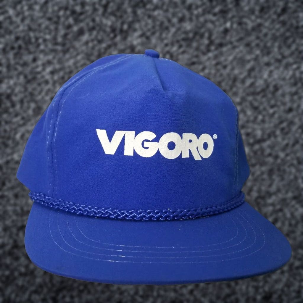 Vintage VINTAGE Vigoro Seeds Bright Blue Trucker Farm Nylon Hat Snapback Dad Cap Size ONE SIZE - 1 Thumbnail