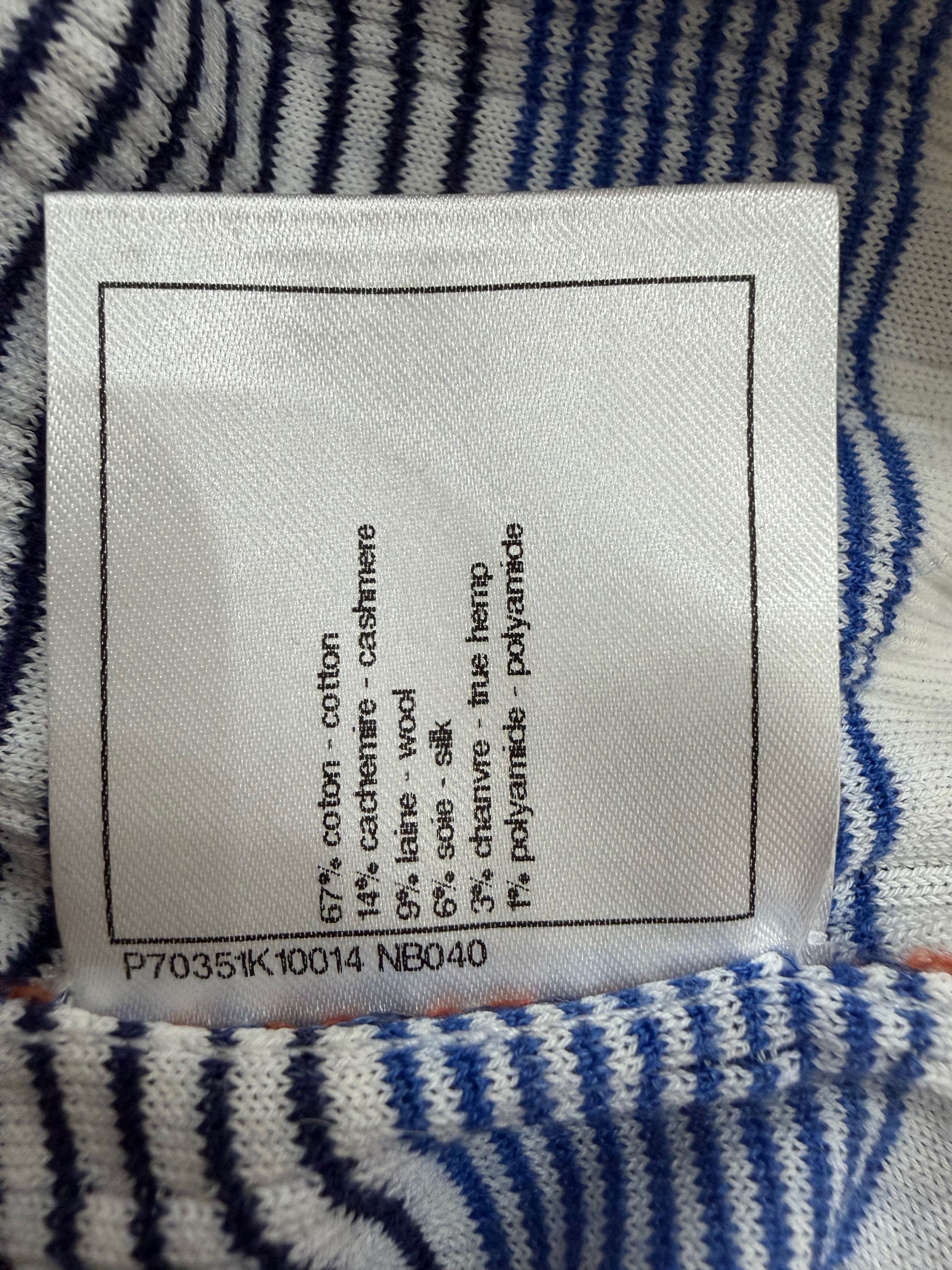 Chanel 21C White Orange Striped CC Logo Top Short Pullover Shirt 38 Size XS / US 0-2 / IT 36-38 - 18 Thumbnail