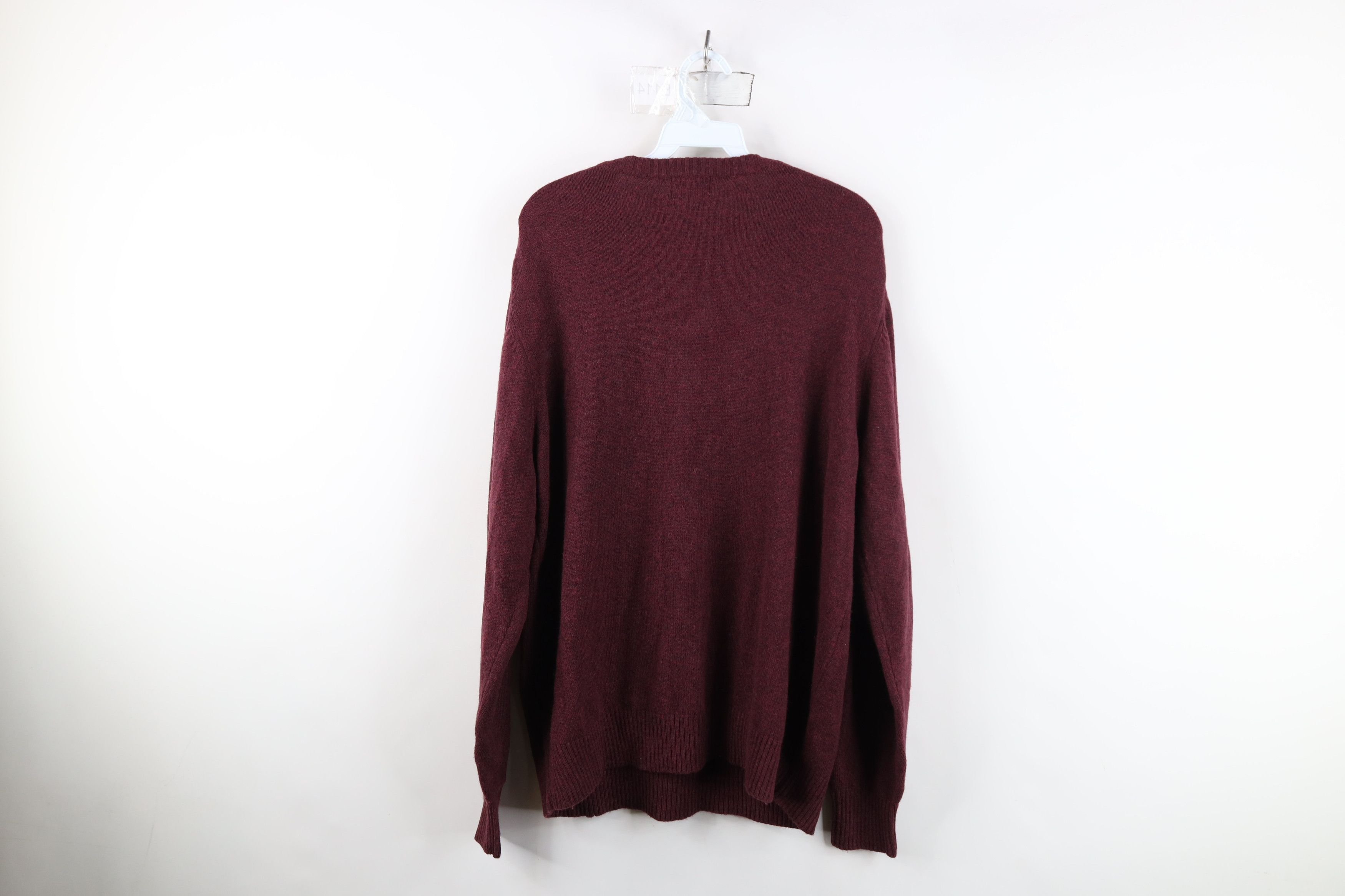 L.L. Bean Vintage 90s LL Bean Lambswool Knit V-Neck Sweater Maroon Size US L / EU 52-54 / 3 - 6 Thumbnail