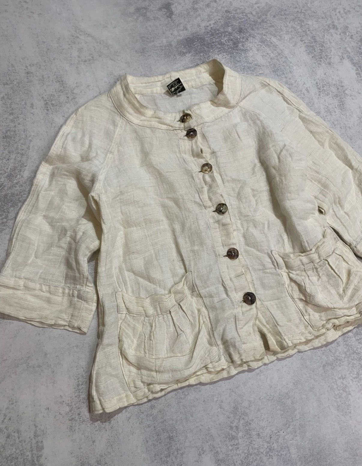Other La Bottega di Brunella Linen Silk Jacket Off White Size S / US 4 / IT 40 - 2 Thumbnail