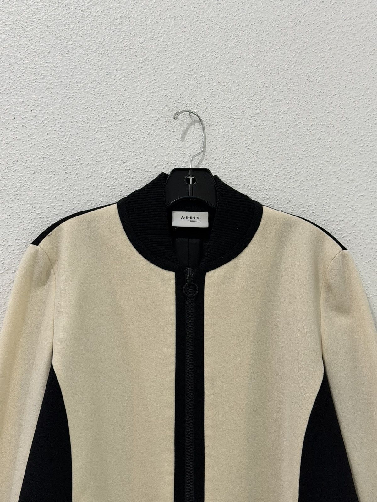 Akris Akris Punto Black & White Zip Up Wool Bomber Women’s US 8 Size M / US 6-8 / IT 42-44 - 2 Thumbnail