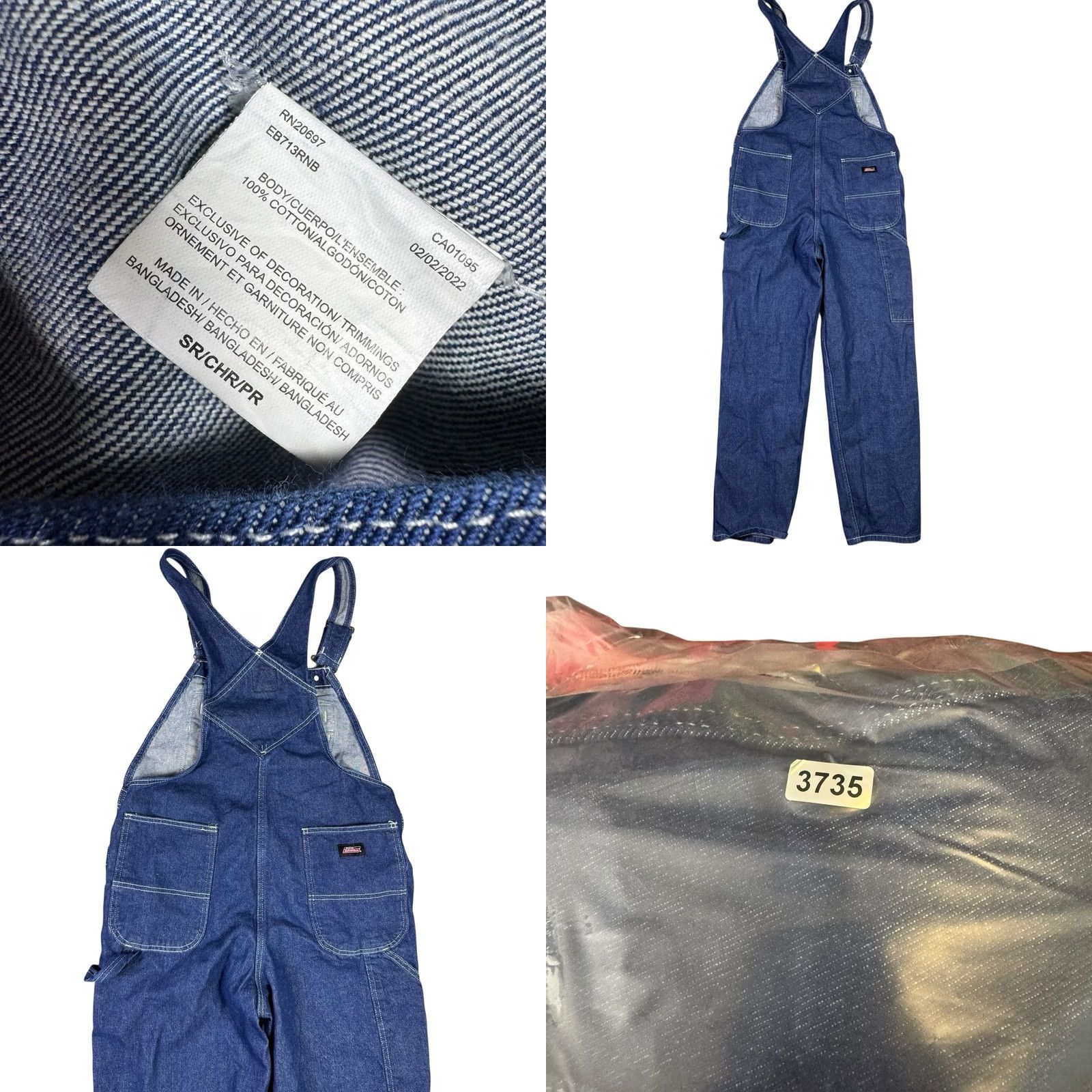 Dickies Dickies Carpenter Overalls Mens Small Reg Denim Straight Side Button Pockets Bib Size US 29 - 8 Thumbnail