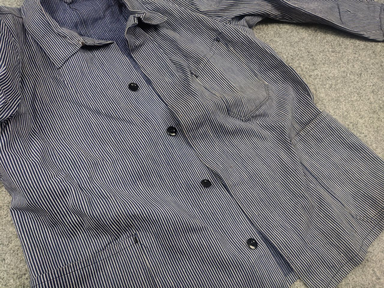Vintage Vintage 60's French sanforized work striped Chore Jacket Size US L / EU 52-54 / 3 - 12 Thumbnail