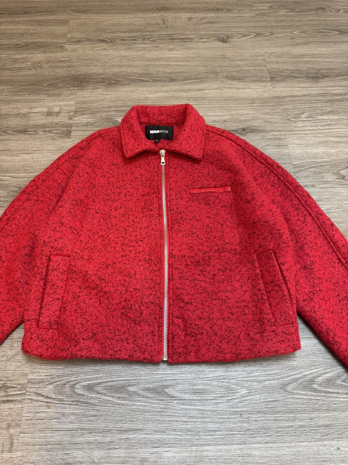 Fashion Nova Novamen Red wool zip up jacket Size US M / EU 48-50 / 2 - 2 Thumbnail